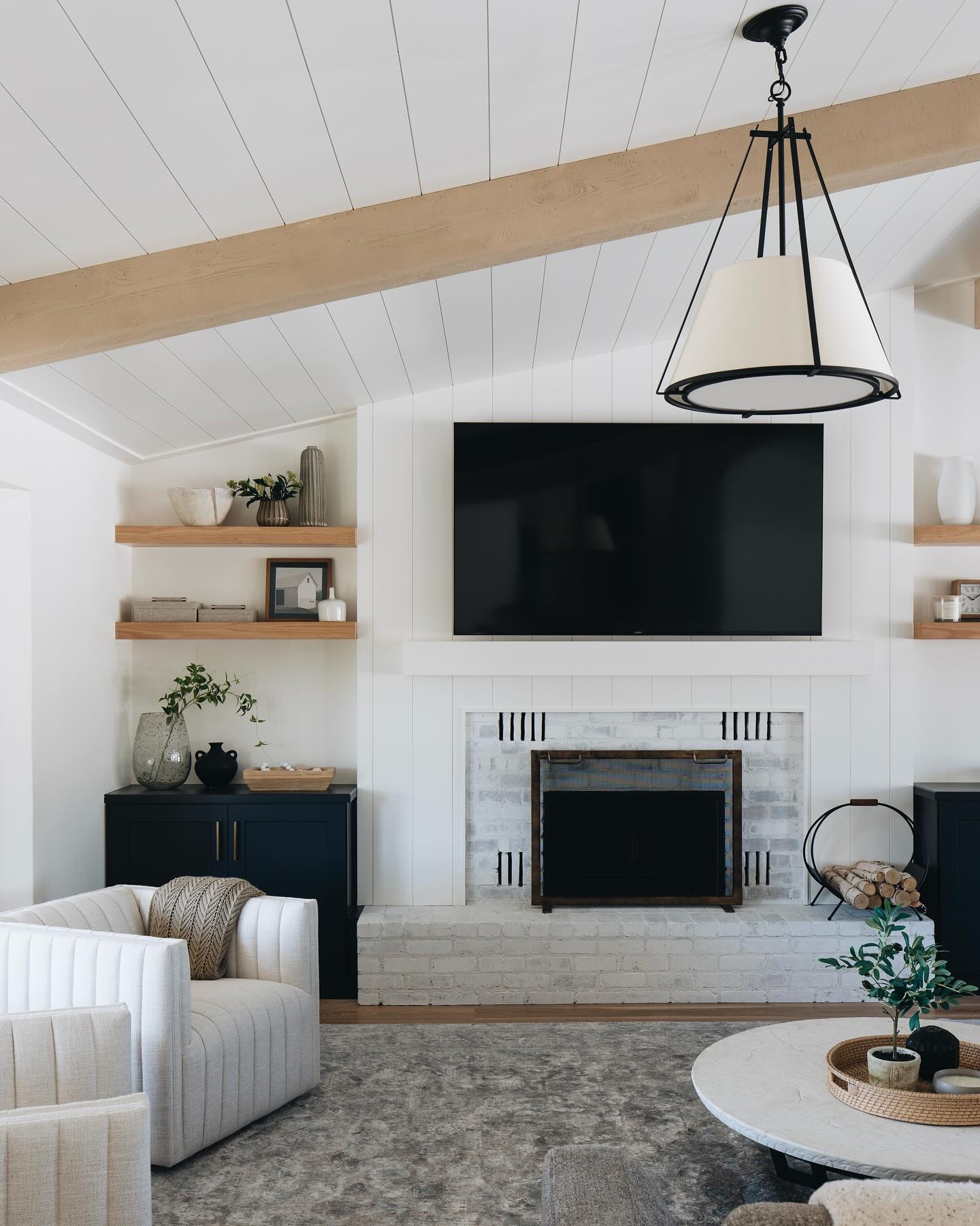 Extend A Fireplace Feature With Shelves On Both Sides