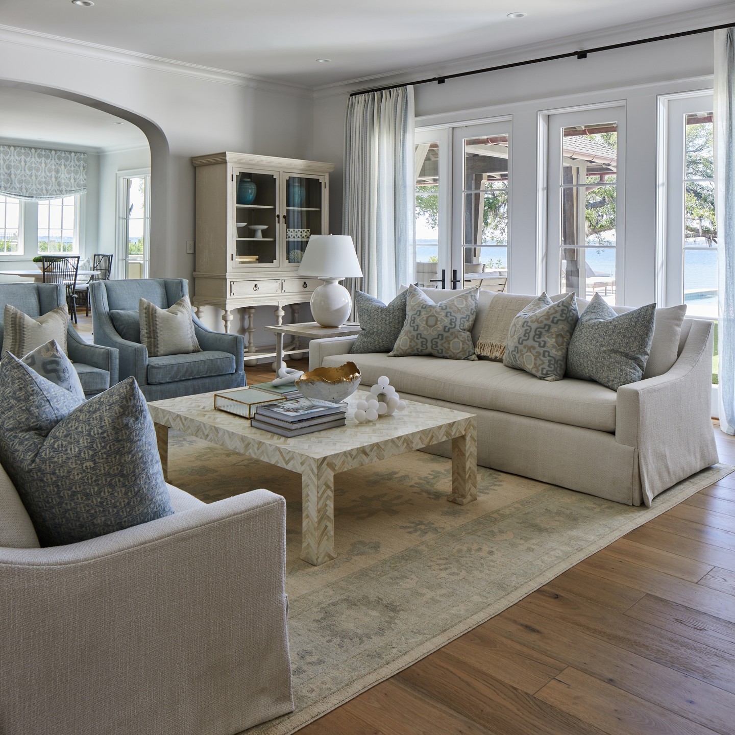 10. Soften French doors with full-length curtains