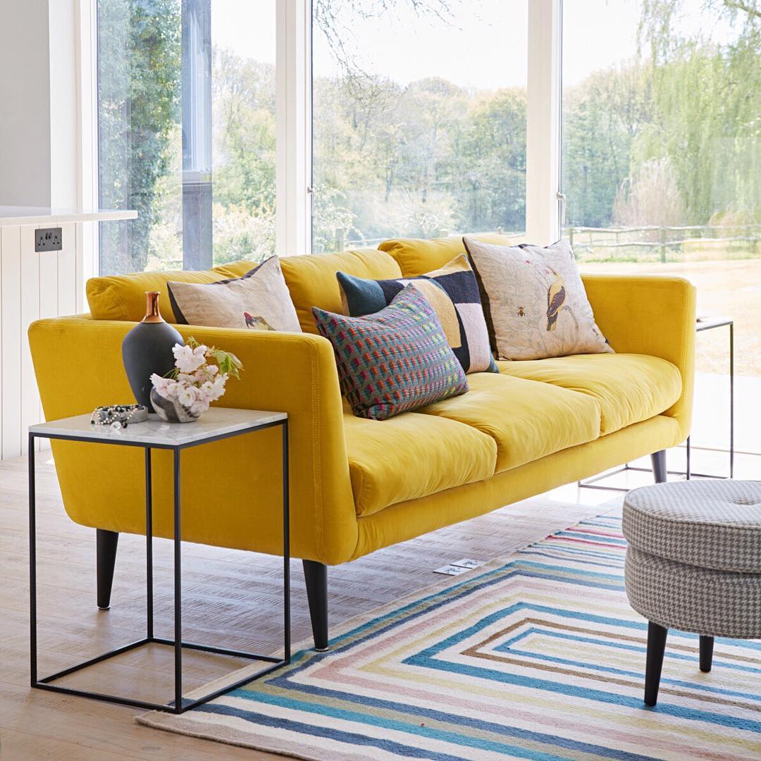 5. Keep a Window Wall Open Behind Yellow Seating