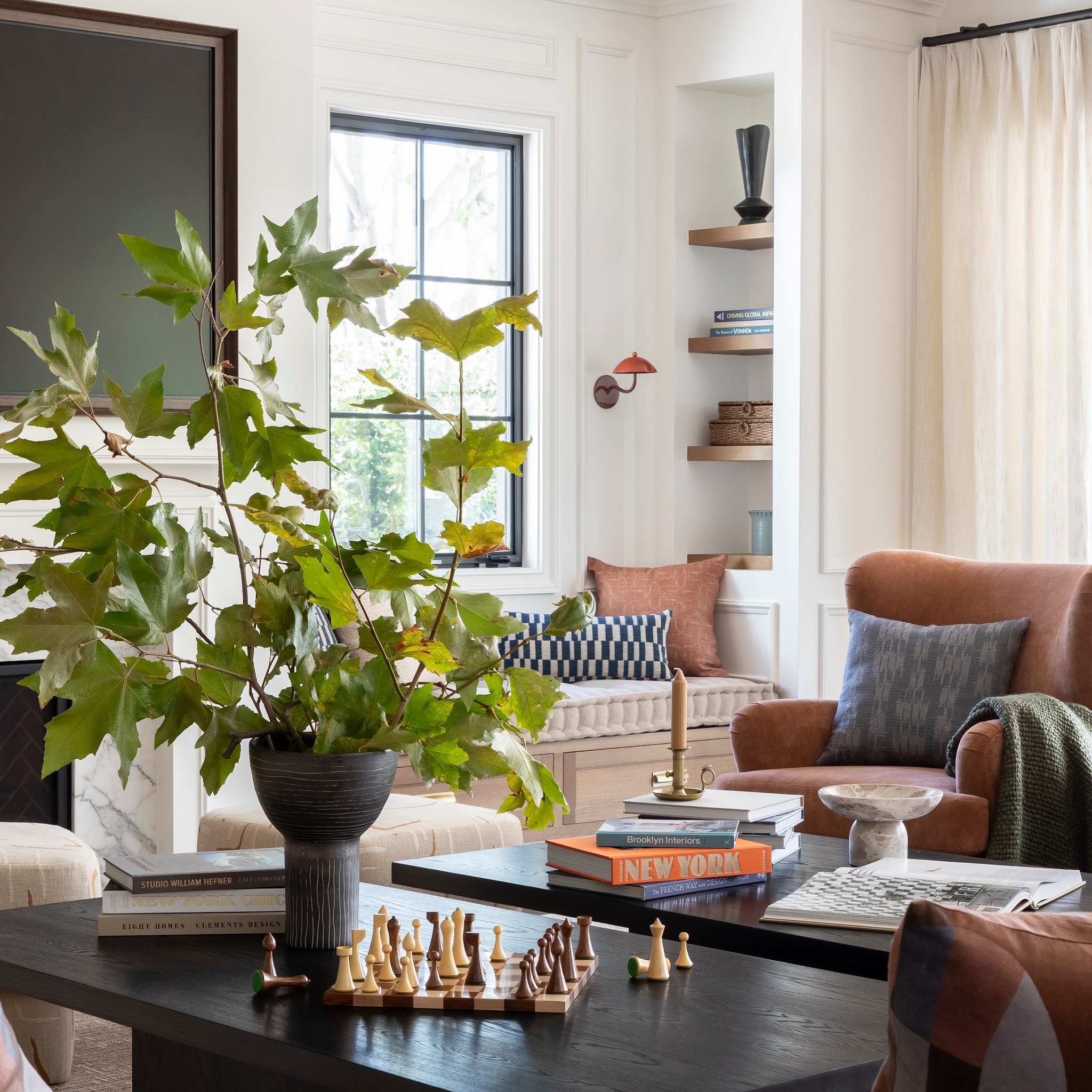 13. Give a Black Coffee Table One Brass Highlight
