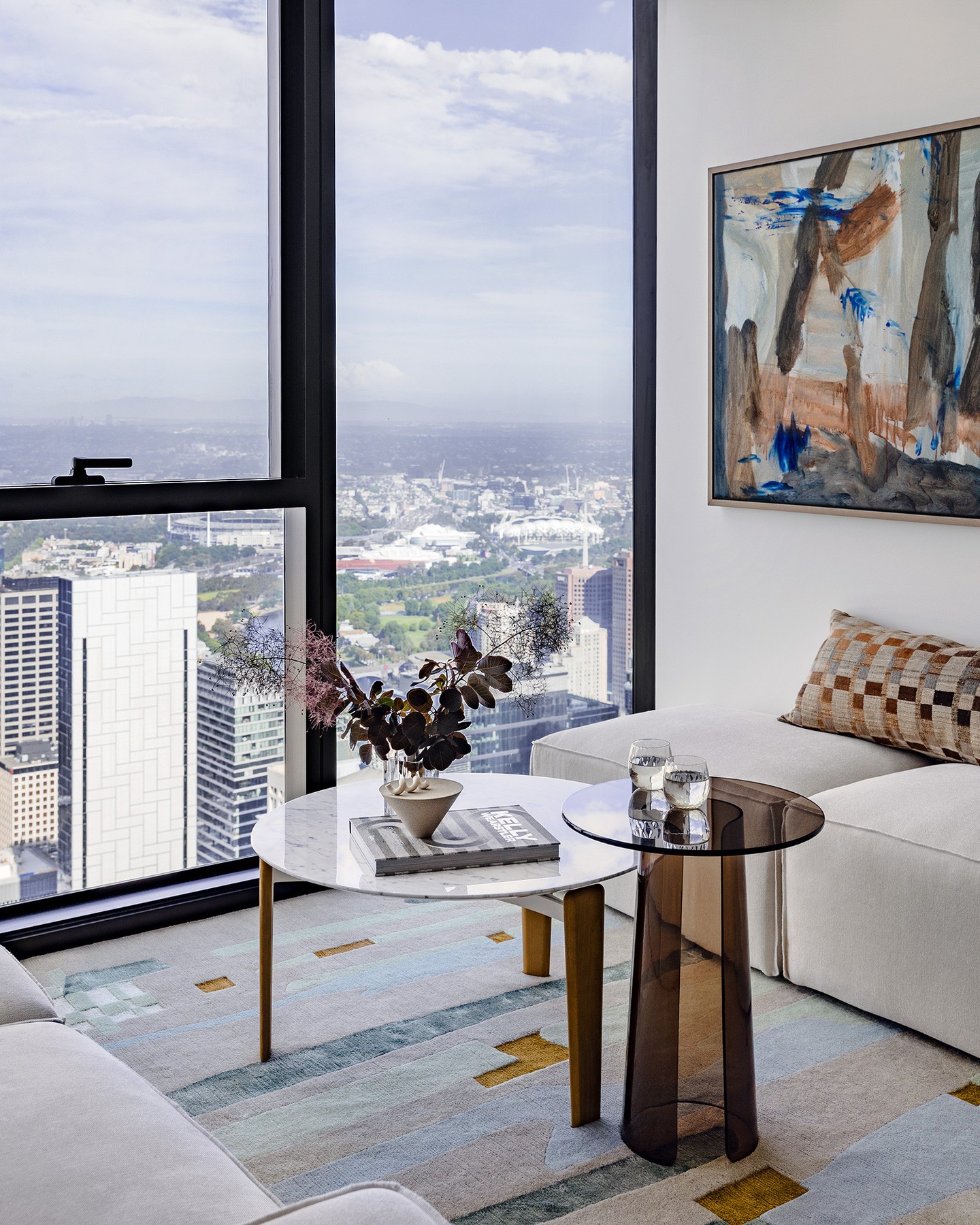 14. Pair Black Window Frames with Gold Table Legs