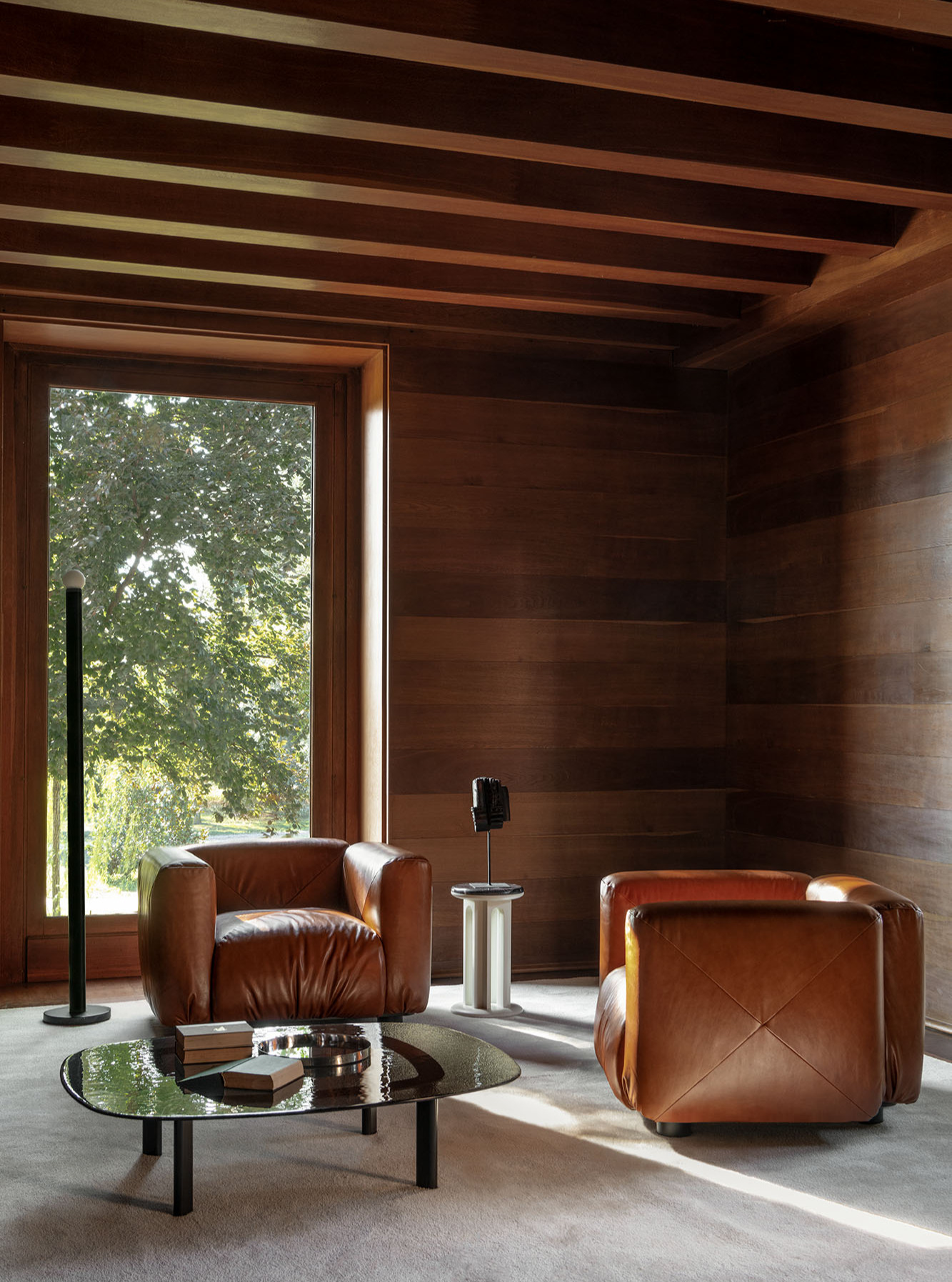 7. Center a Silver Accessory on a Black Coffee Table