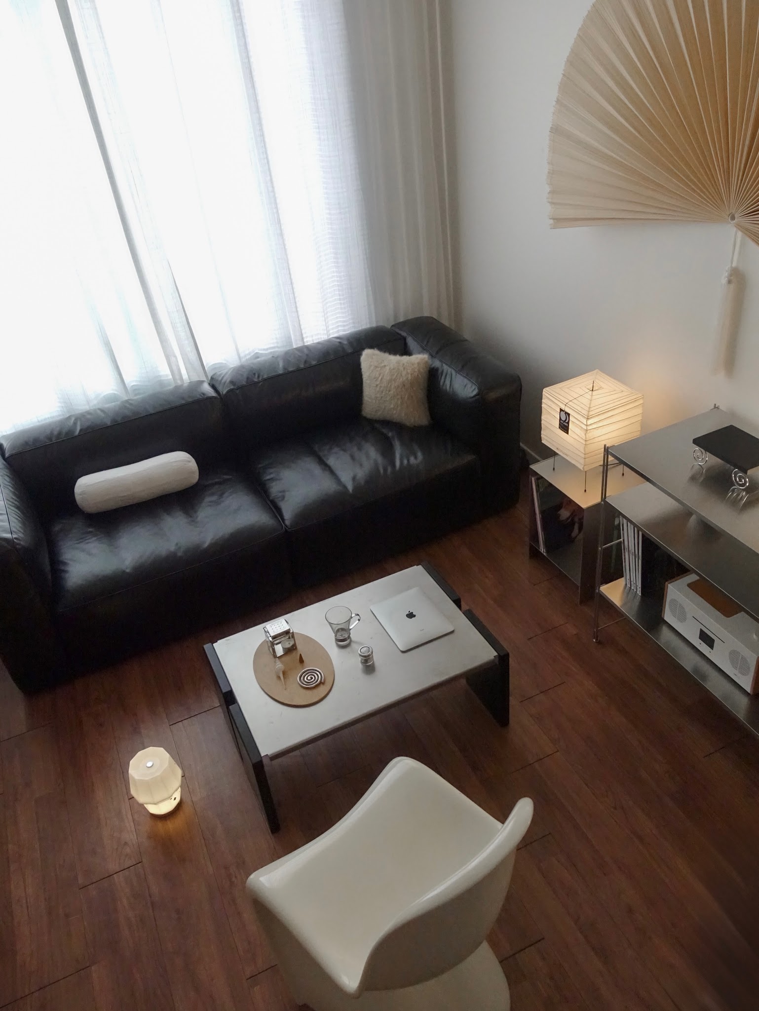 19. Balance Black Leather With Open Silver Shelving