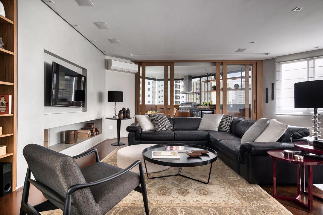 14. Keep a Black Sectional Open to the Next Room