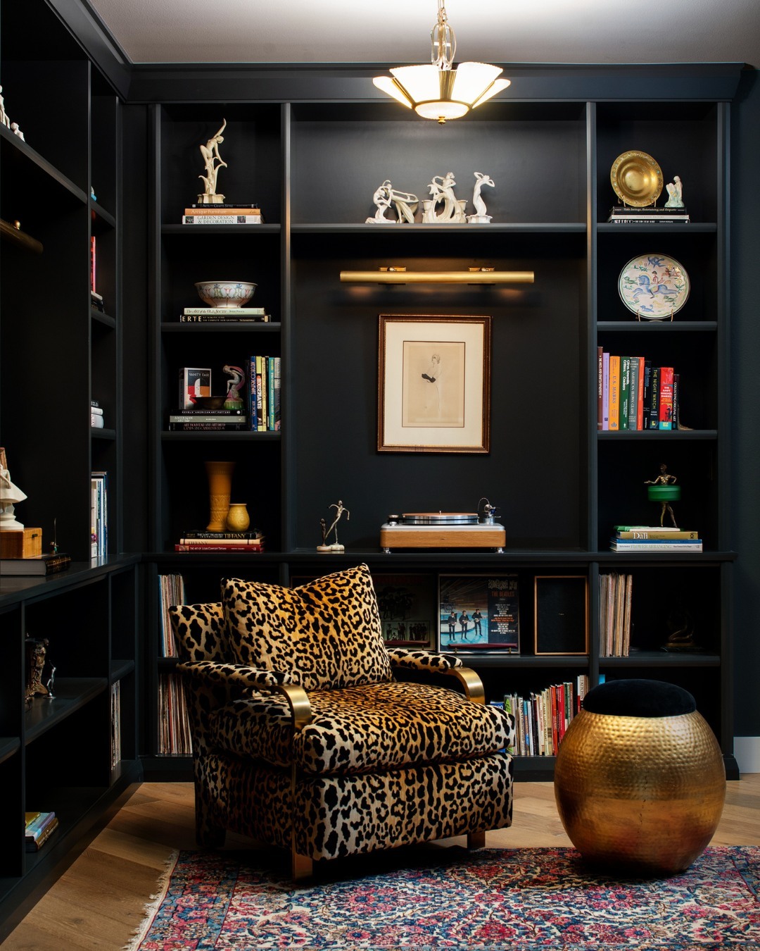 12. Display Collected Objects Against Black Shelves