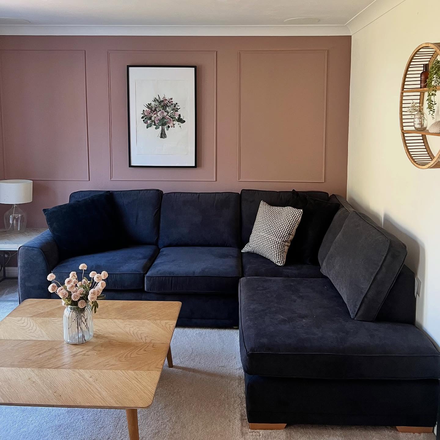 15. Soften a Black Sectional With Dusty Pink