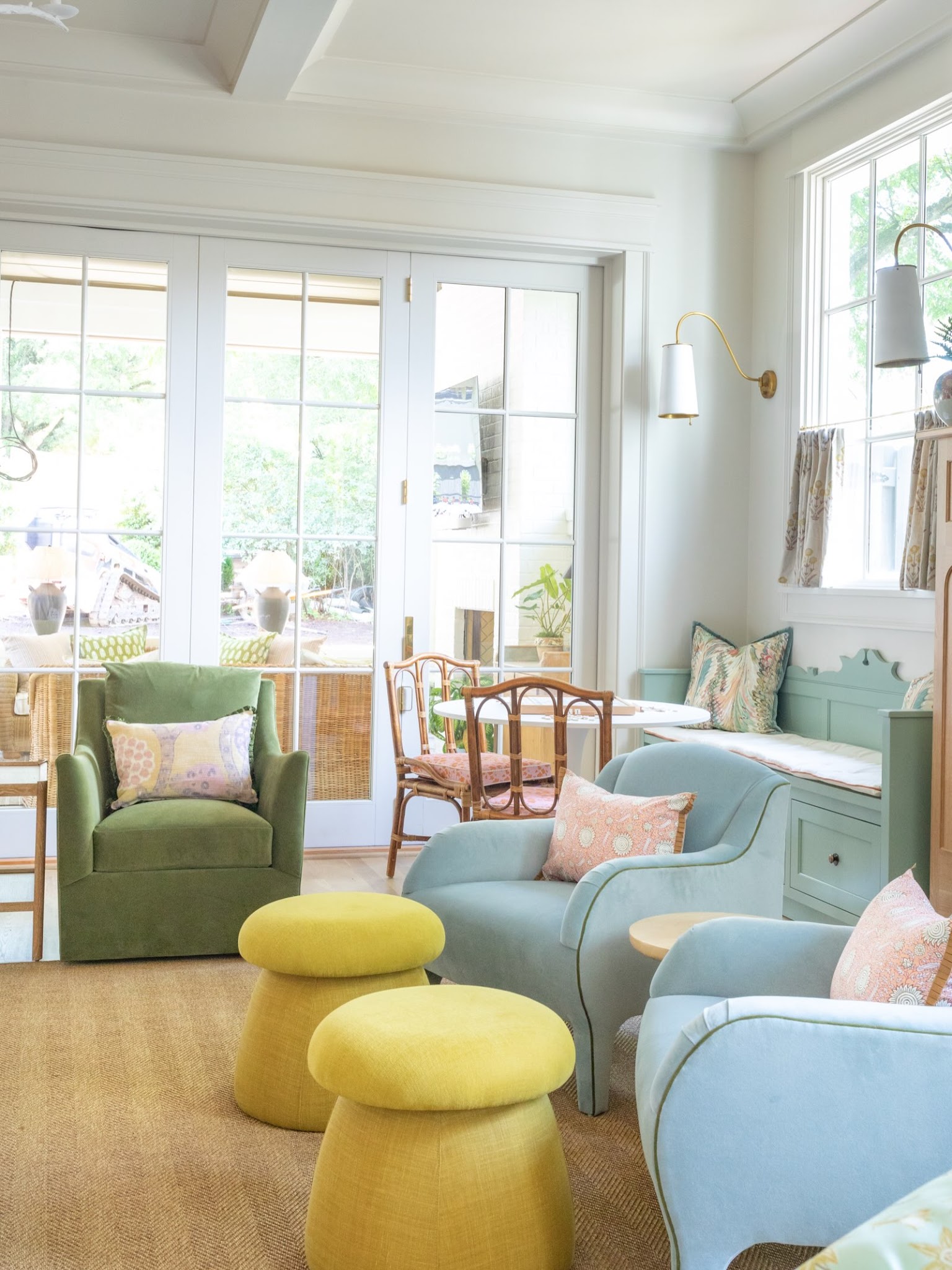 9. Pale Blue Chairs with a Green Companion