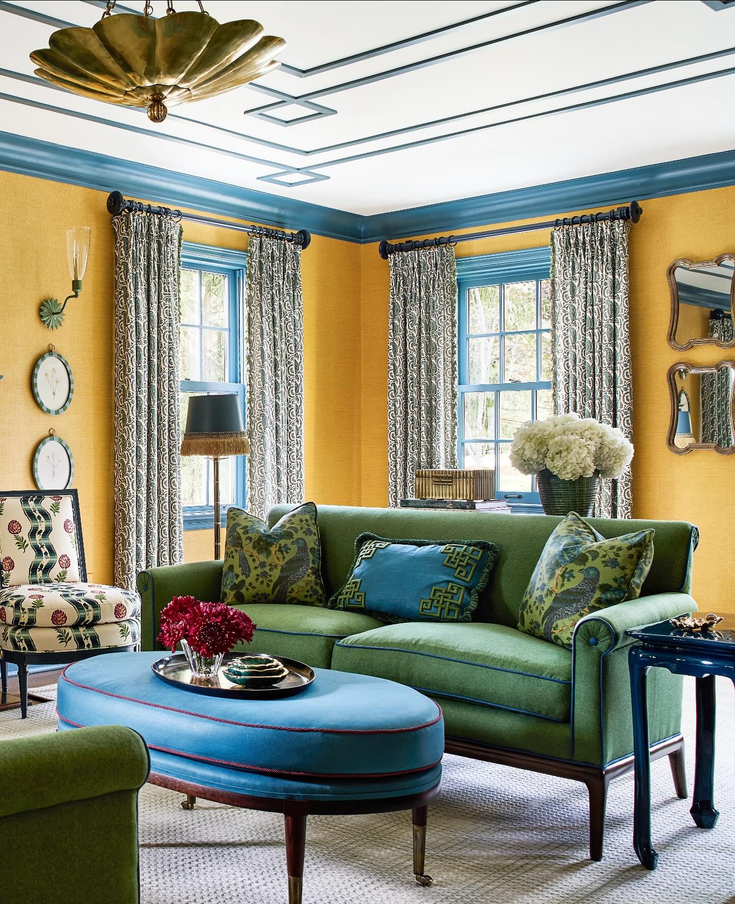 13. Repeat Blue from the Ottoman to the Trim