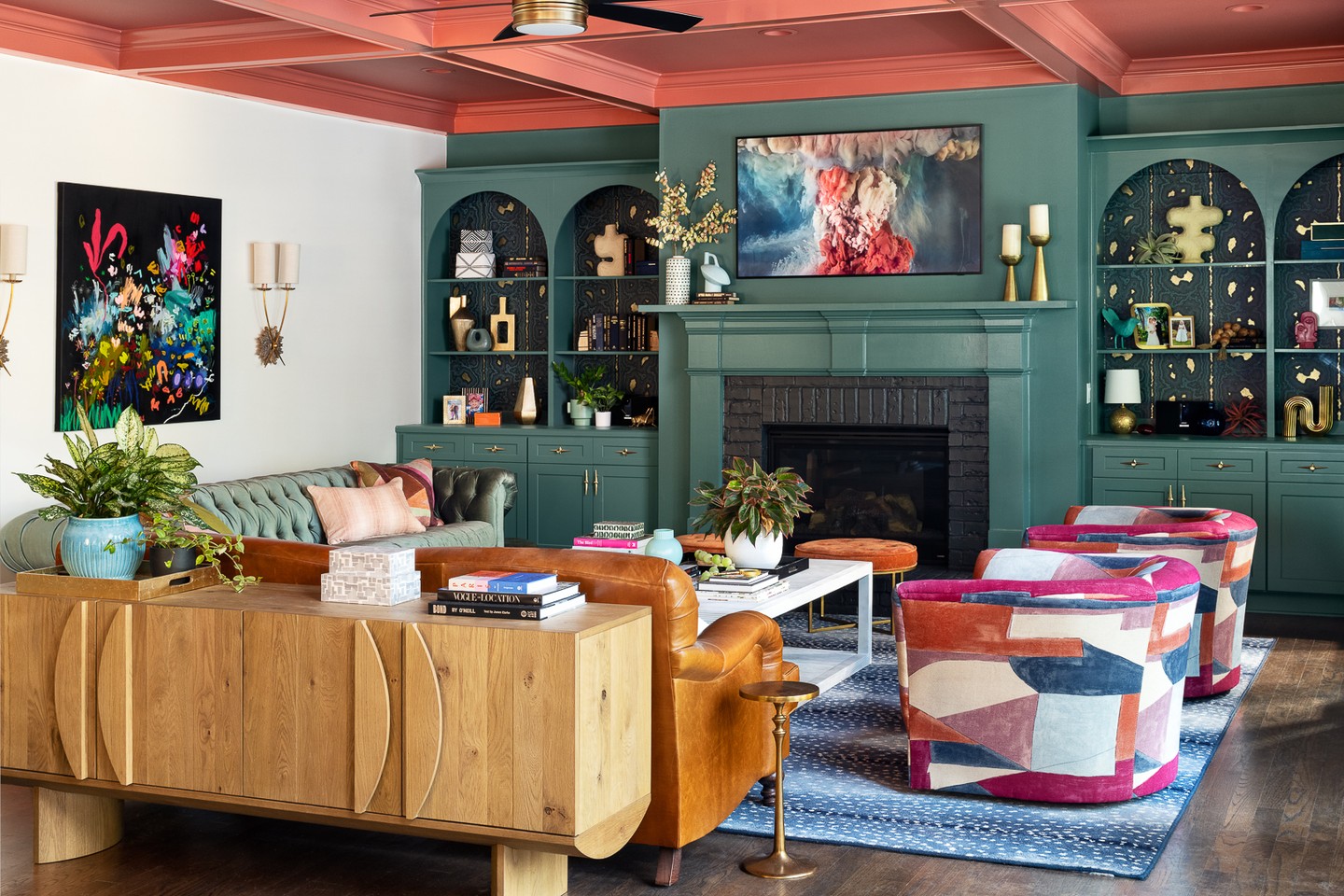 20. Anchor Green Built-Ins with a Blue Rug
