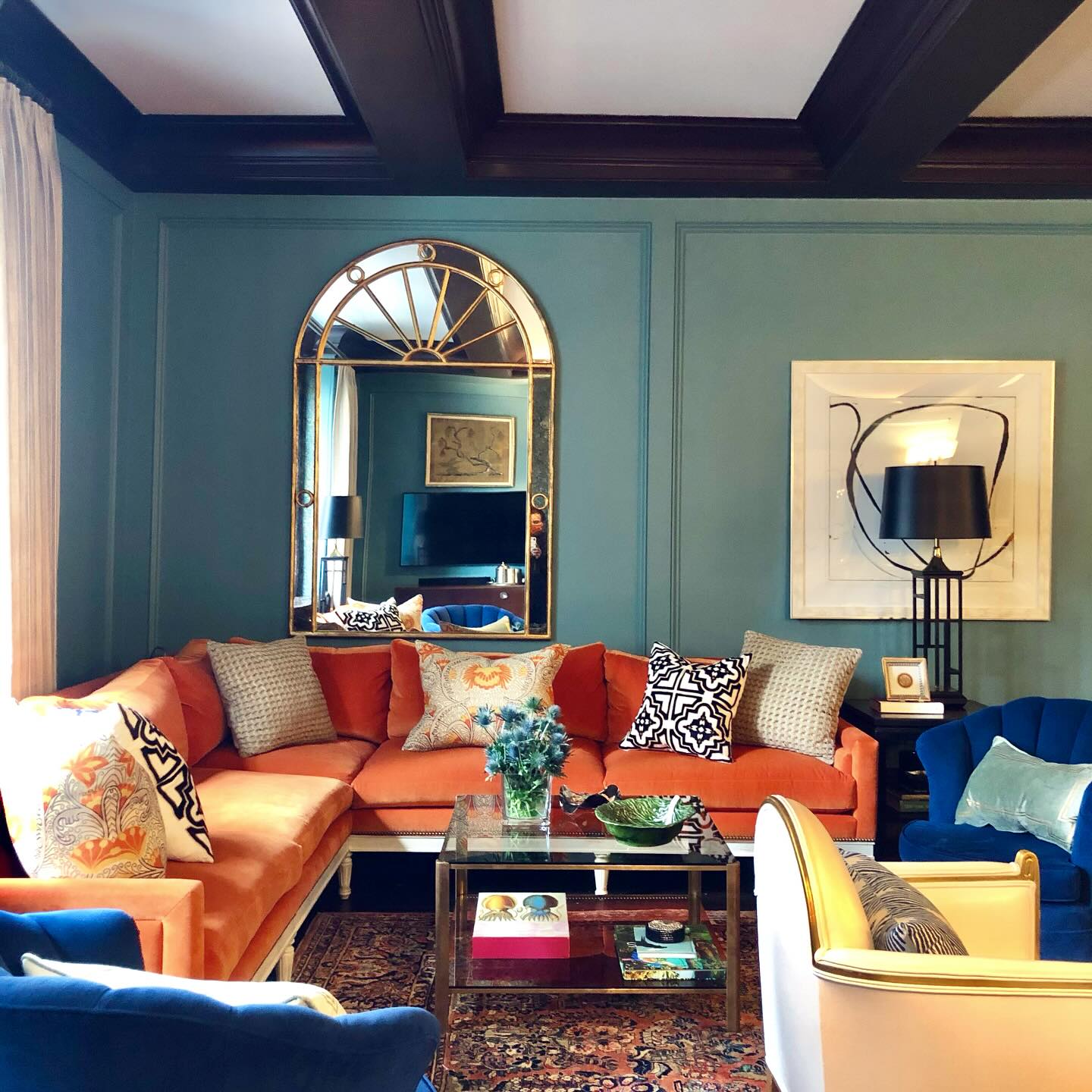 6. Layer Cobalt Chairs Against Softer Blue Walls