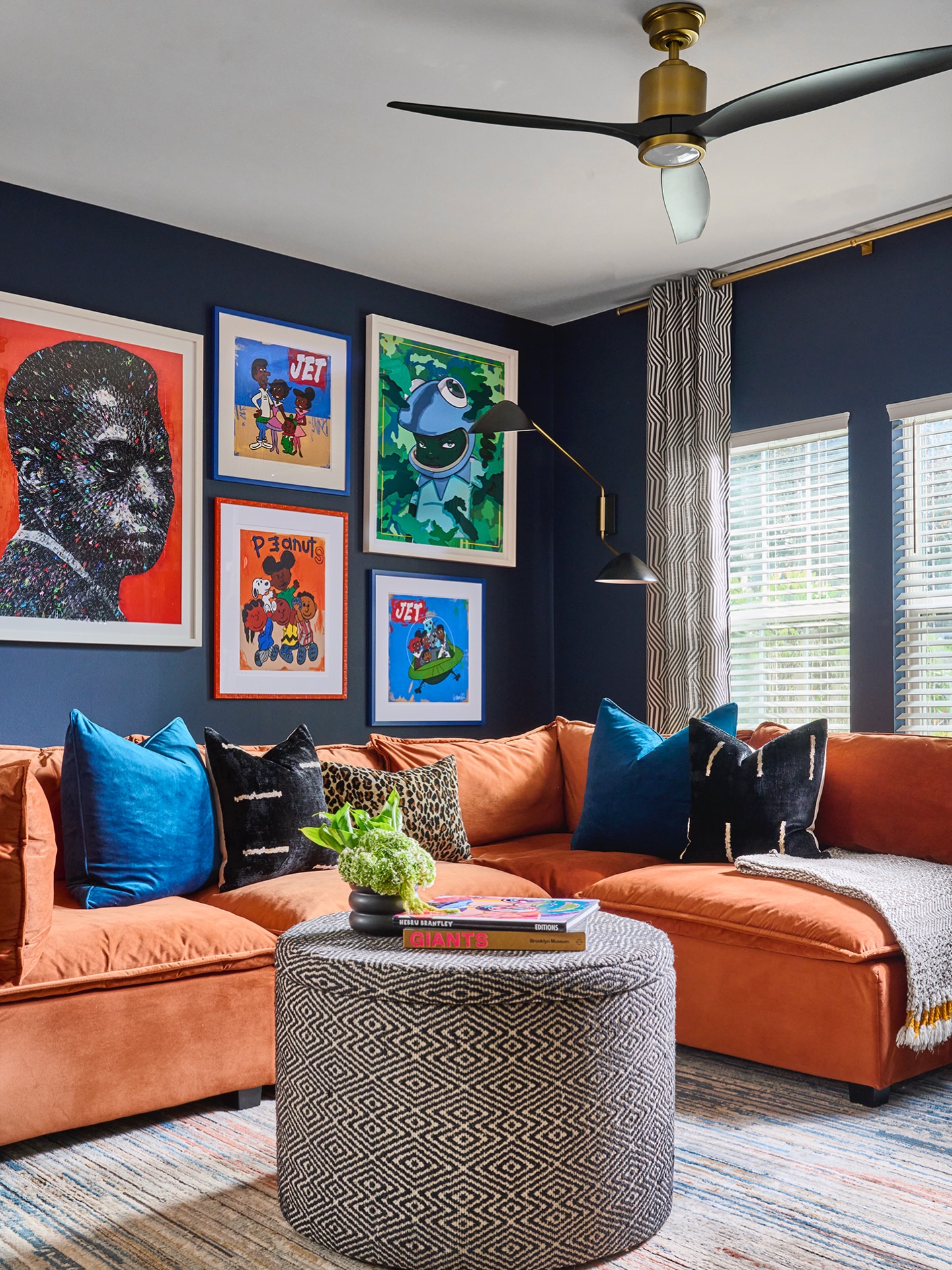 8. Repeat Orange and Blue Through a Gallery Wall