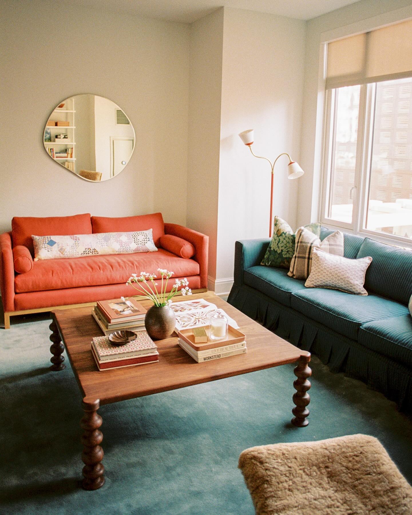 14. Mix Two Sofa Styles in Complementary Colors
