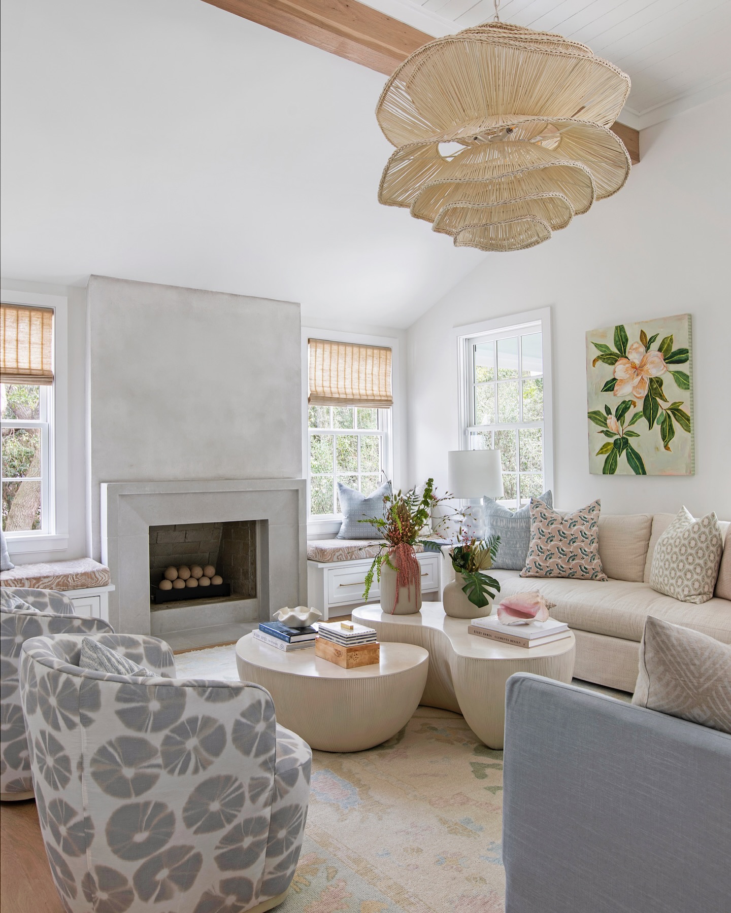 2. Pair Powder Blue With Sculptural White Tables