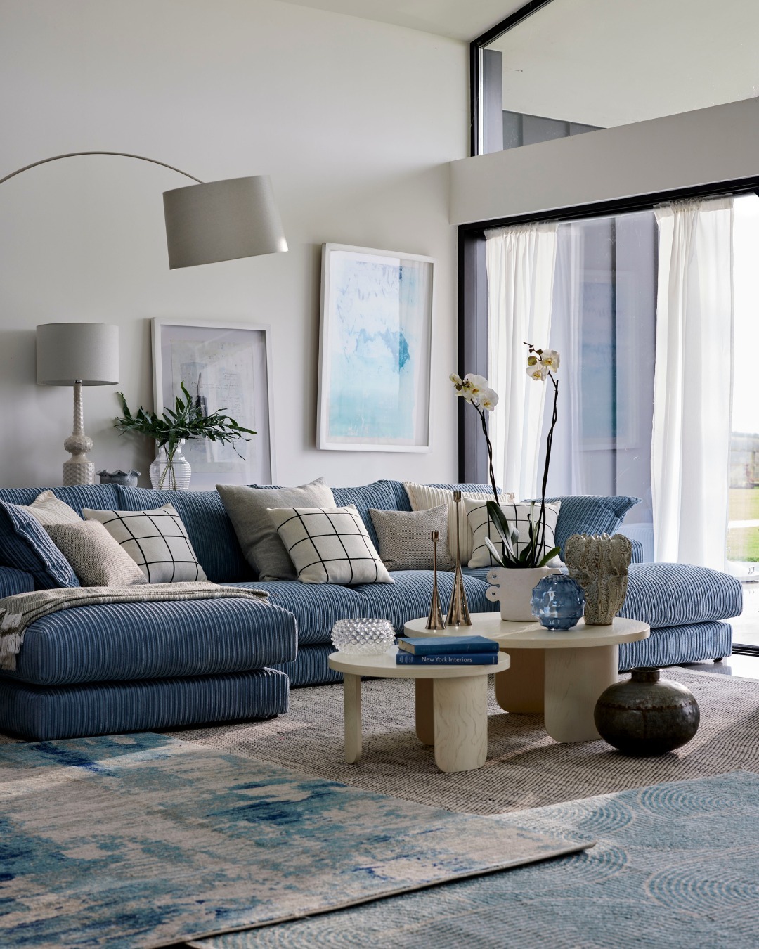 4. Give a Blue Sectional Plenty of Soft Texture
