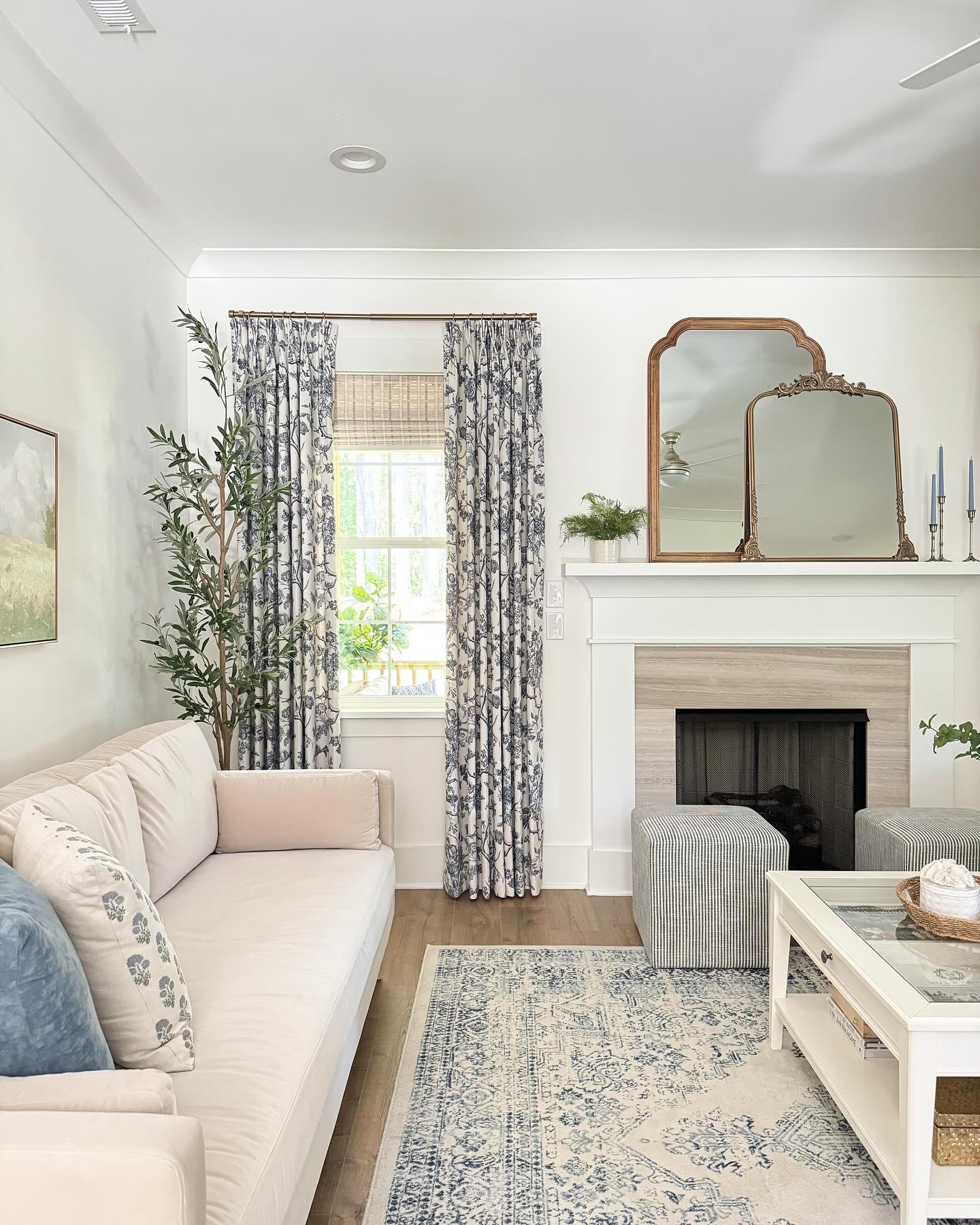 5. Let Floral Curtains Carry the Color
