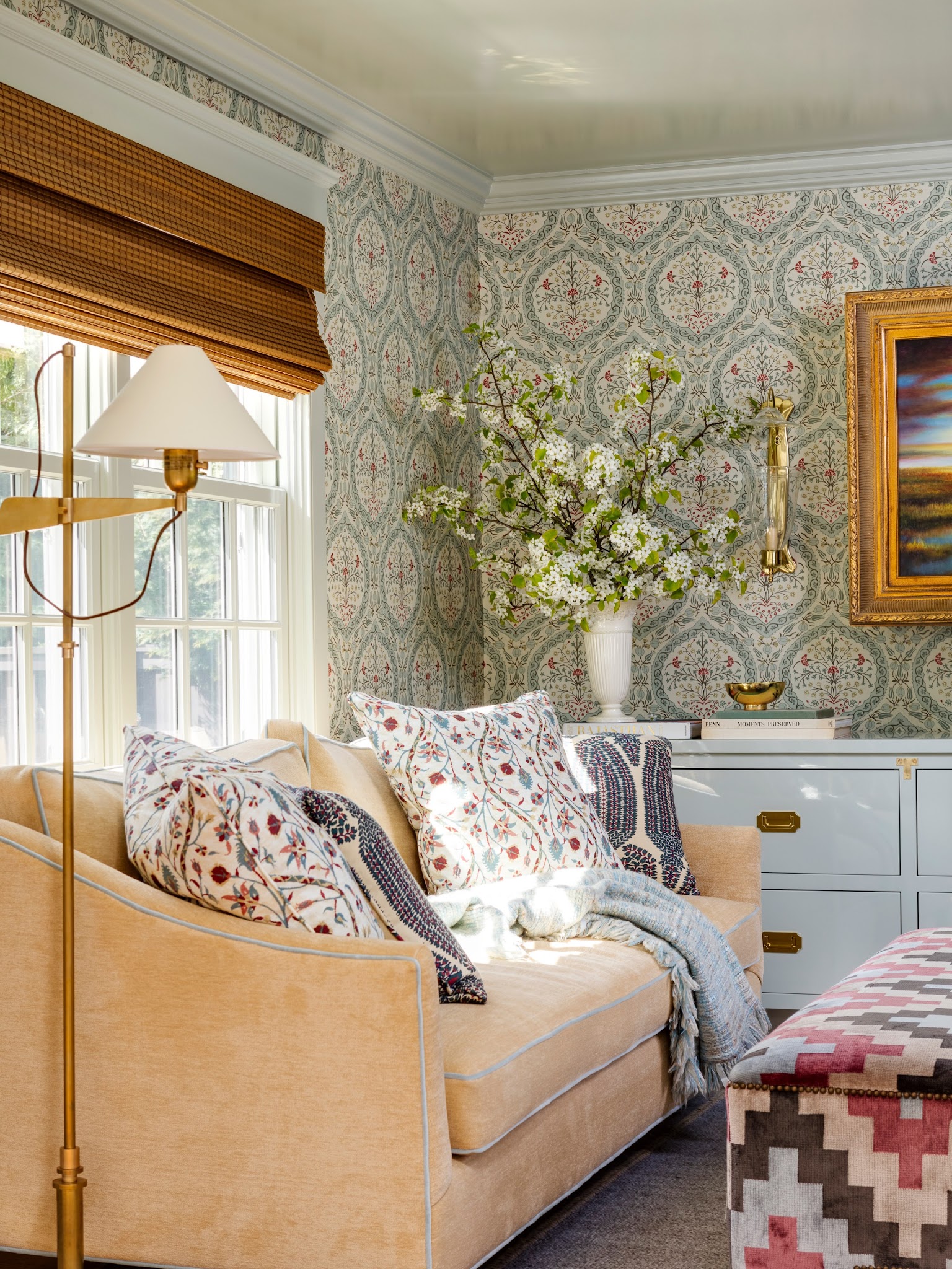 6. Repeat Pale Blue in Wallpaper and Trim