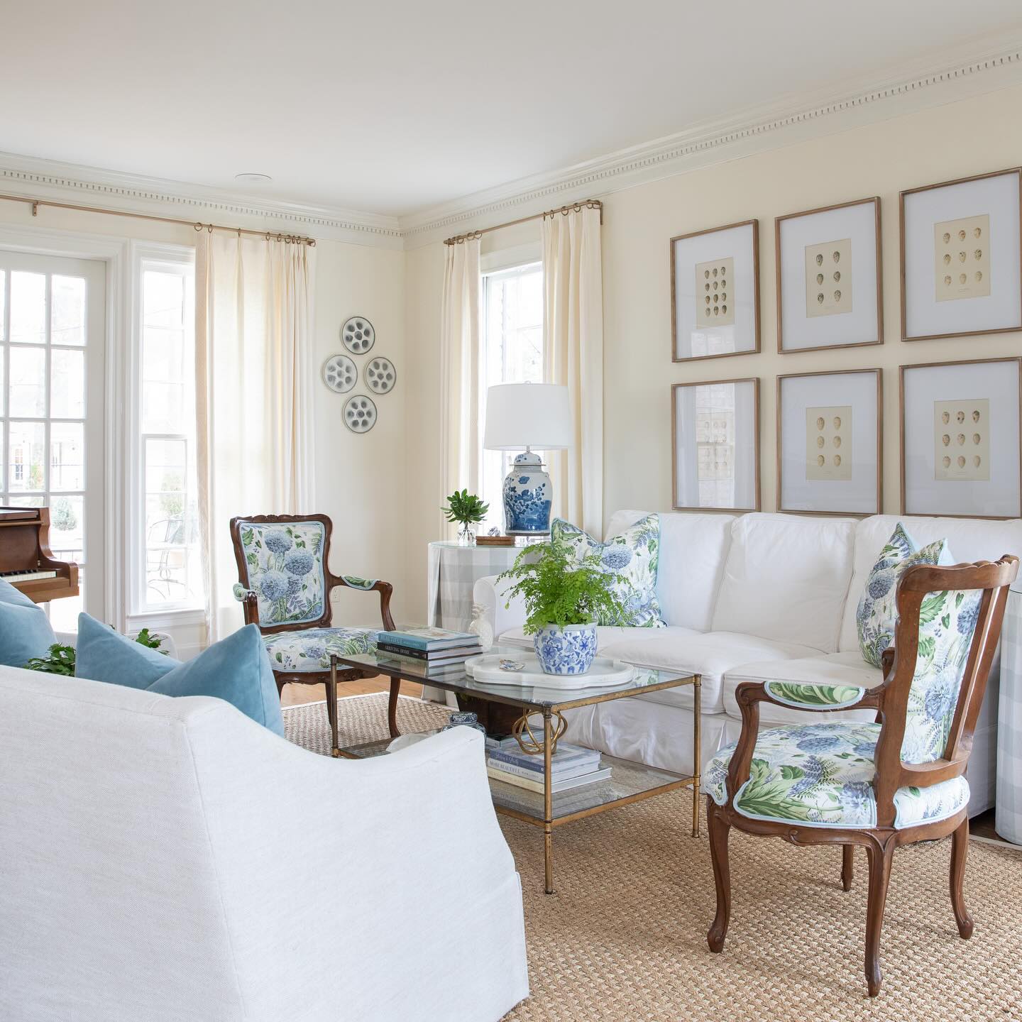 19. Refresh Classic Chairs With Blue Floral Upholstery