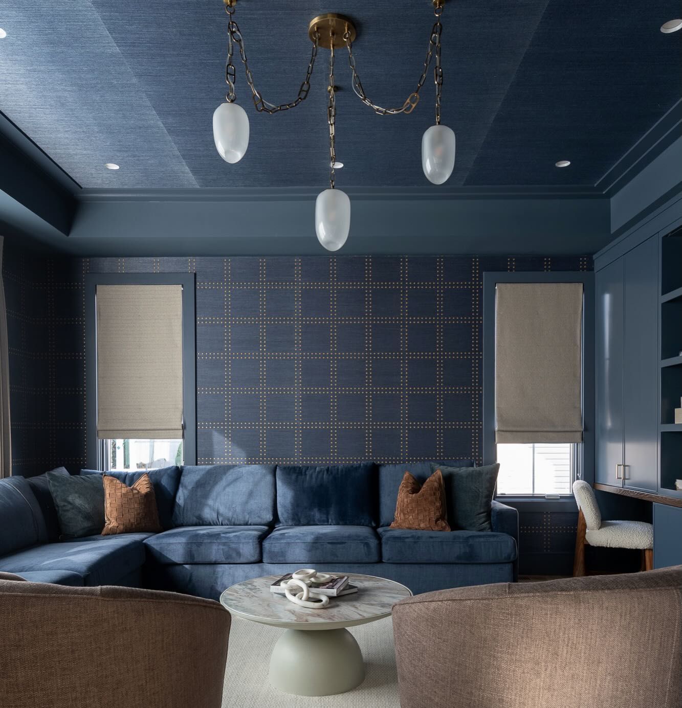 5. Carry Navy Across the Ceiling and Cabinetry