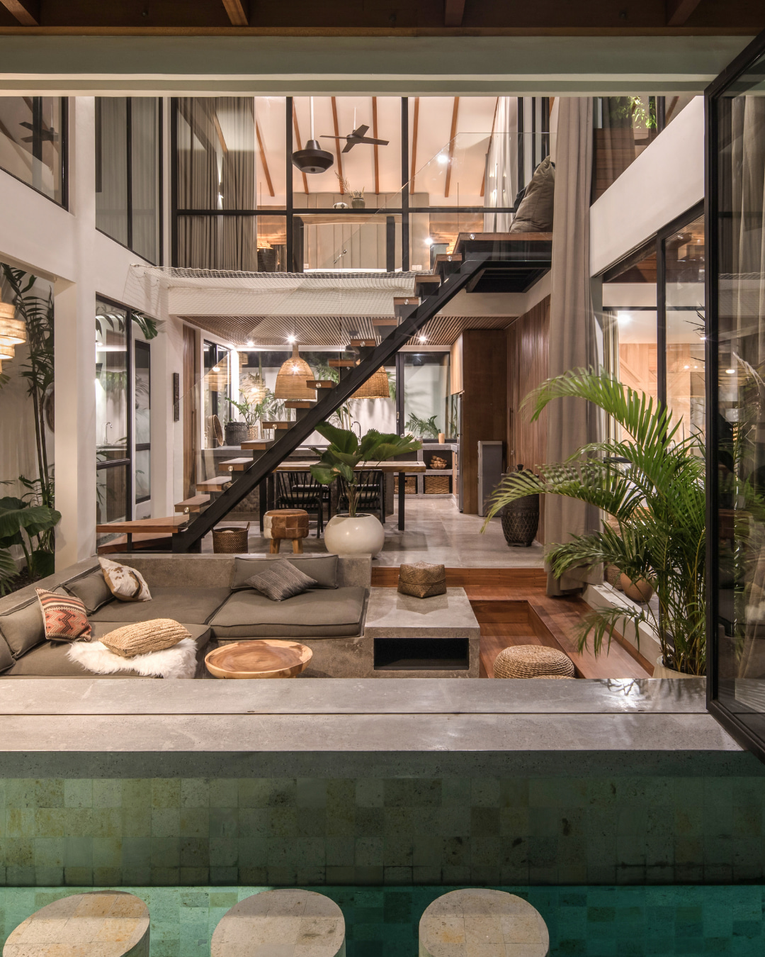 13. Warm a Sunken Seating Area With Natural Textures