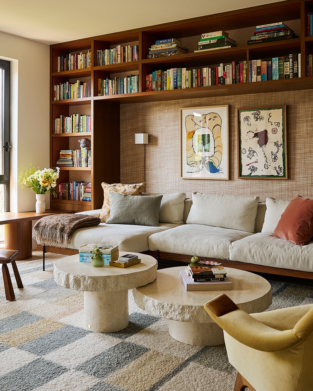 7. Frame the Sofa With a Personal Library