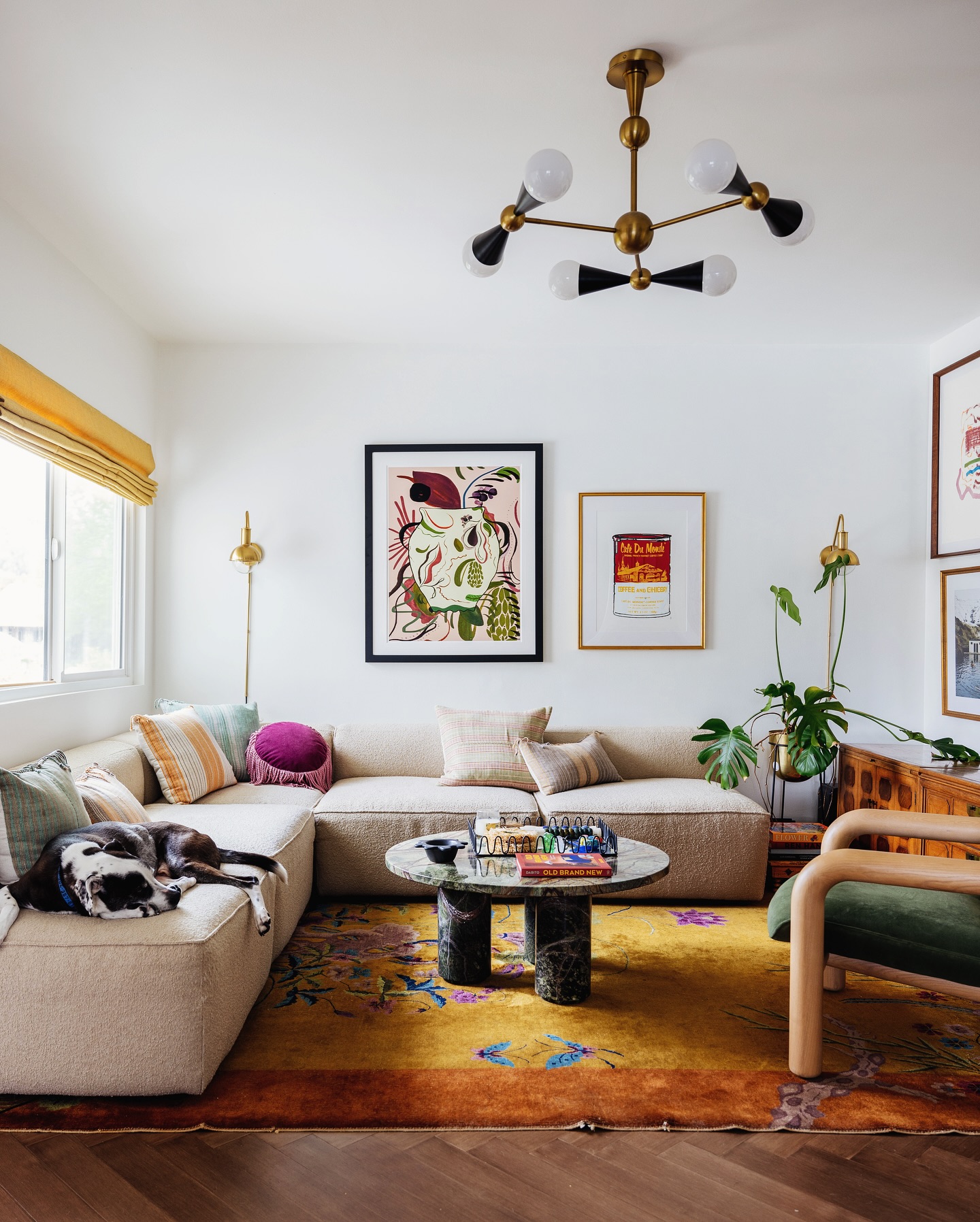 9. Mix Narrow Stripes With a Floral Rug