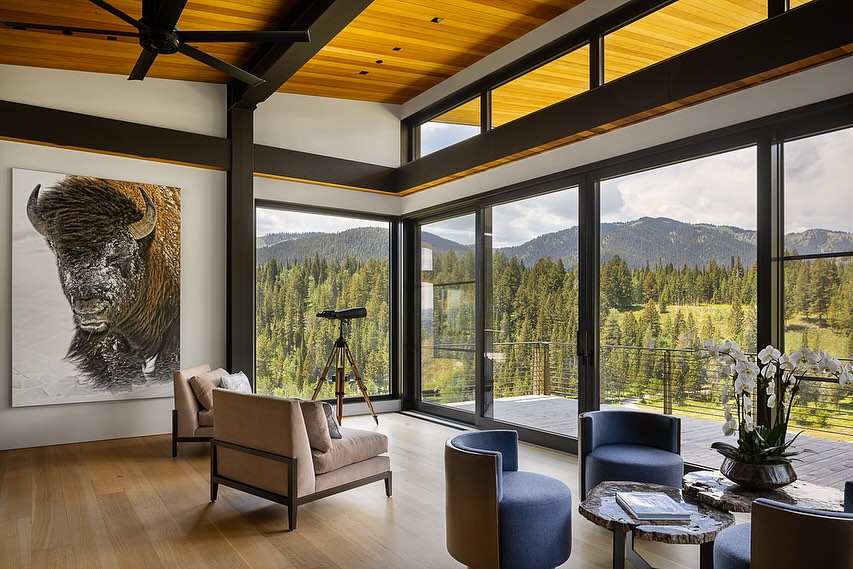 5. Bring Blue Curves Into a Timber Framed Room