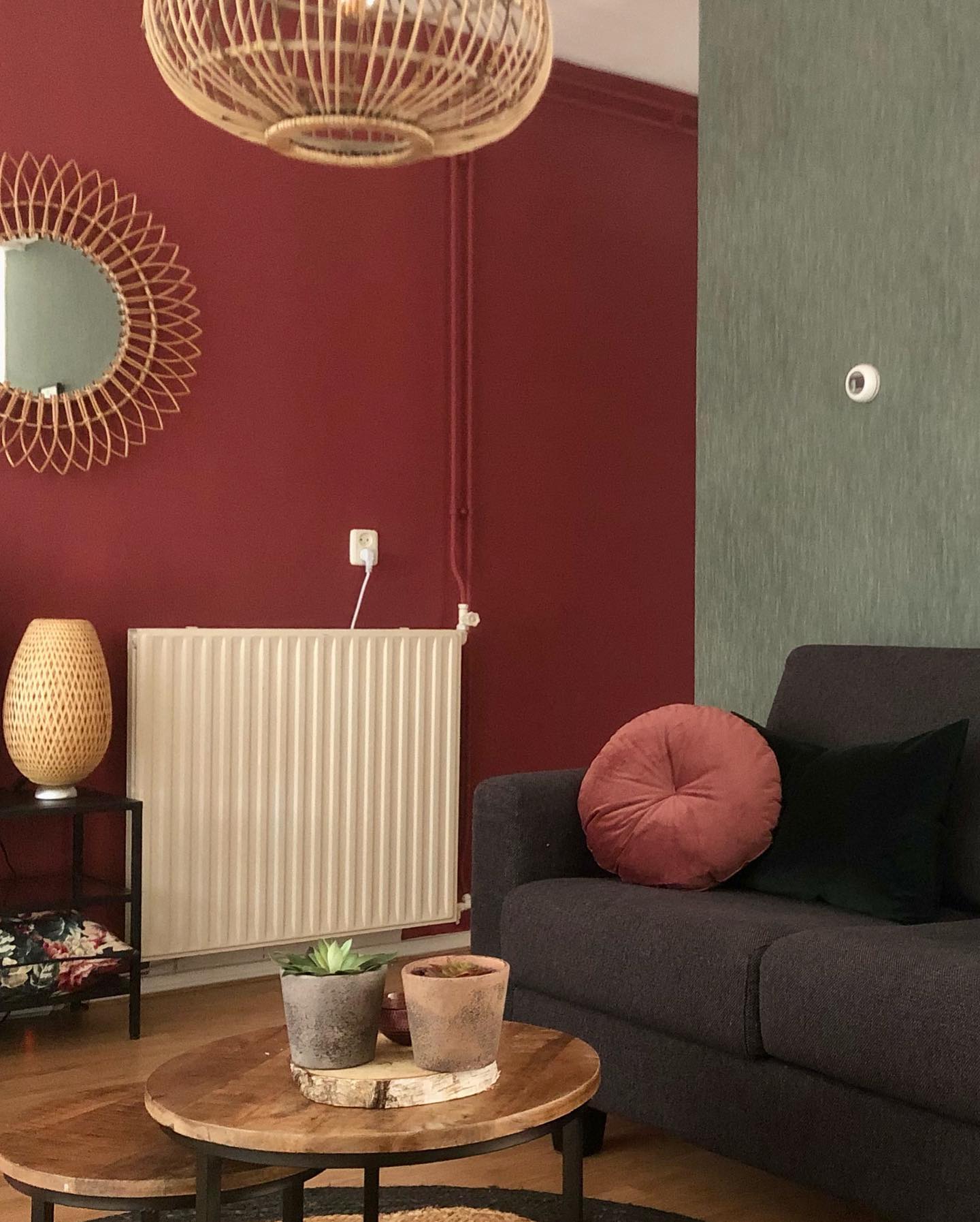 10. Bring Burgundy and Sage Together with Woven Details