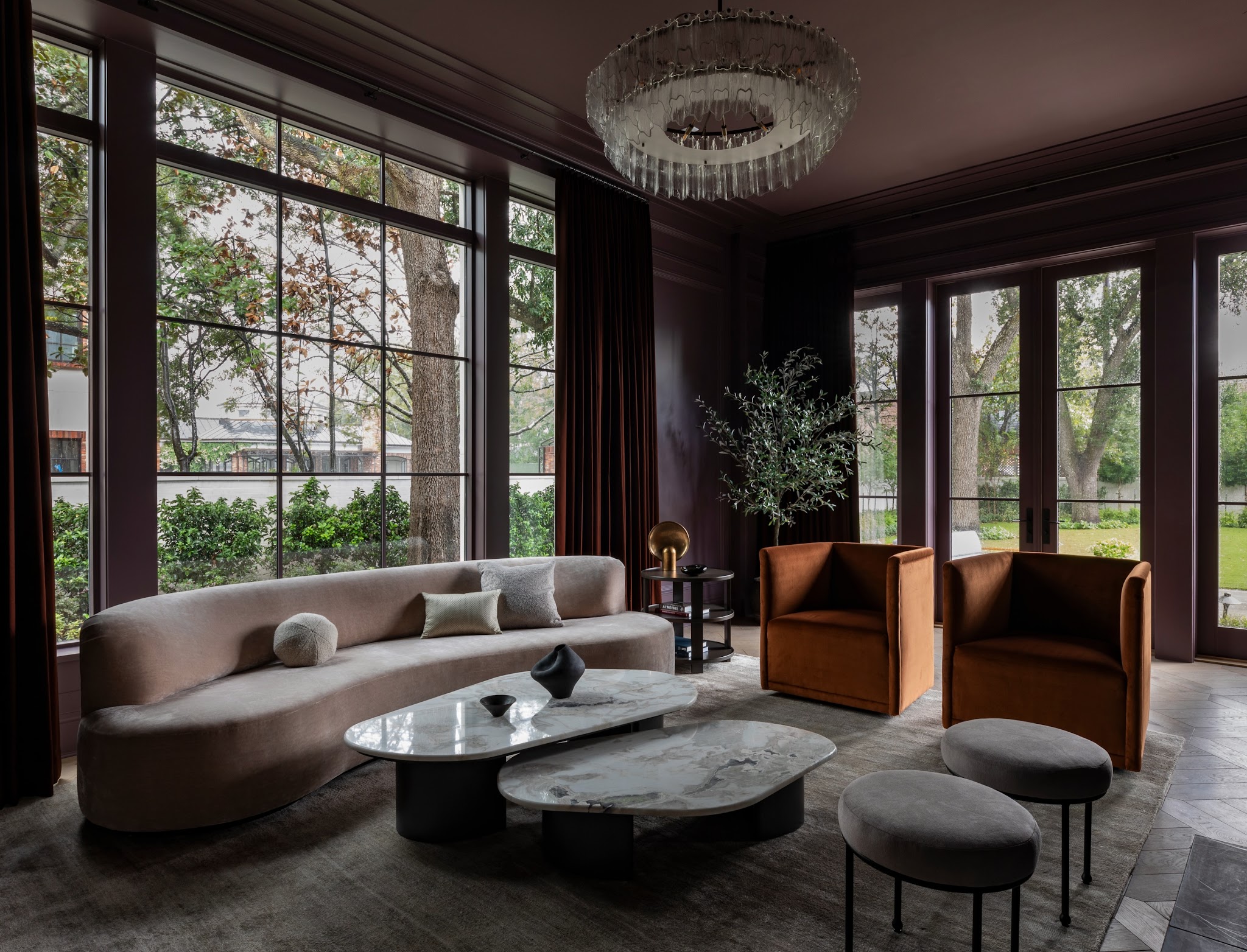 14. Carry Burgundy Around a Window-Filled Lounge