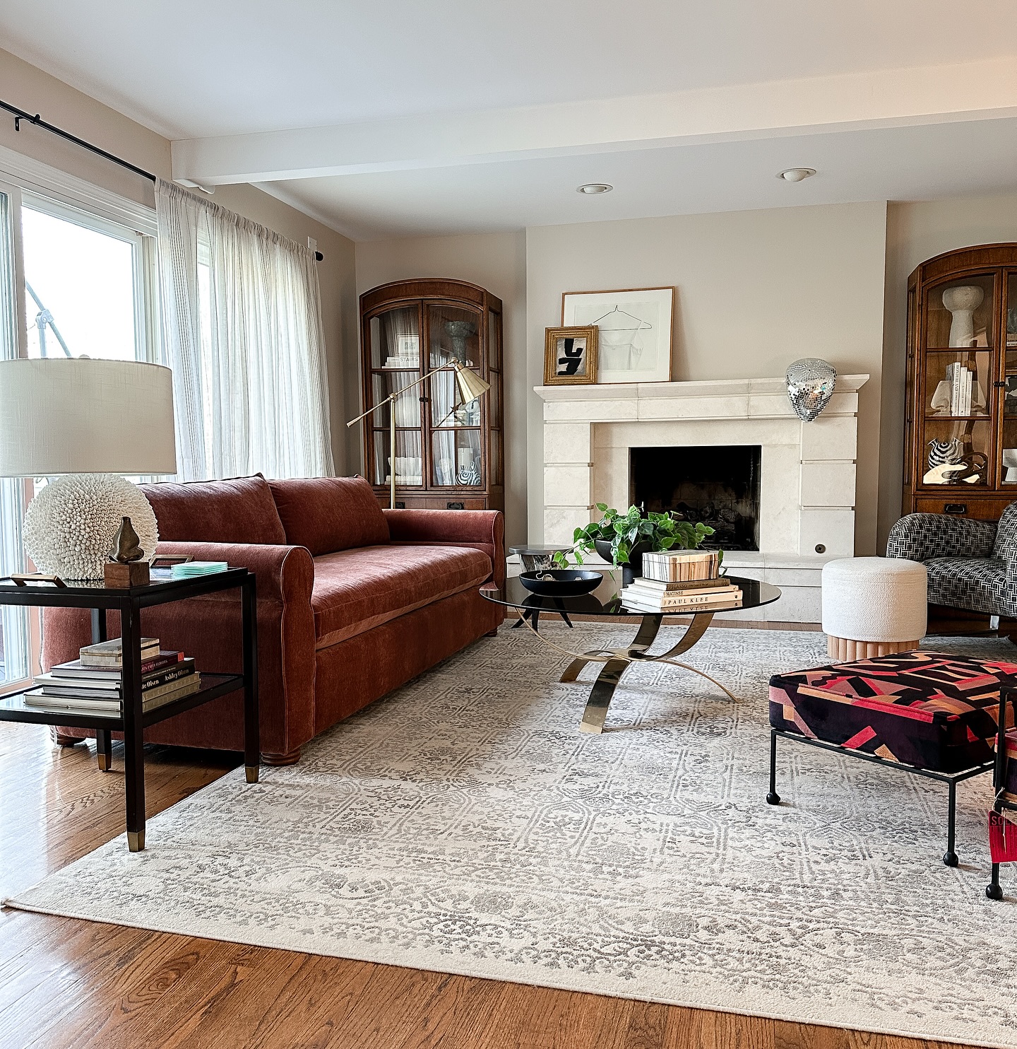 16. Use a Berry Sofa with Graphic Accents
