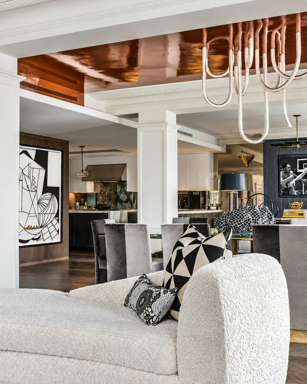 18. Use Black and White to Support a Bold Ceiling