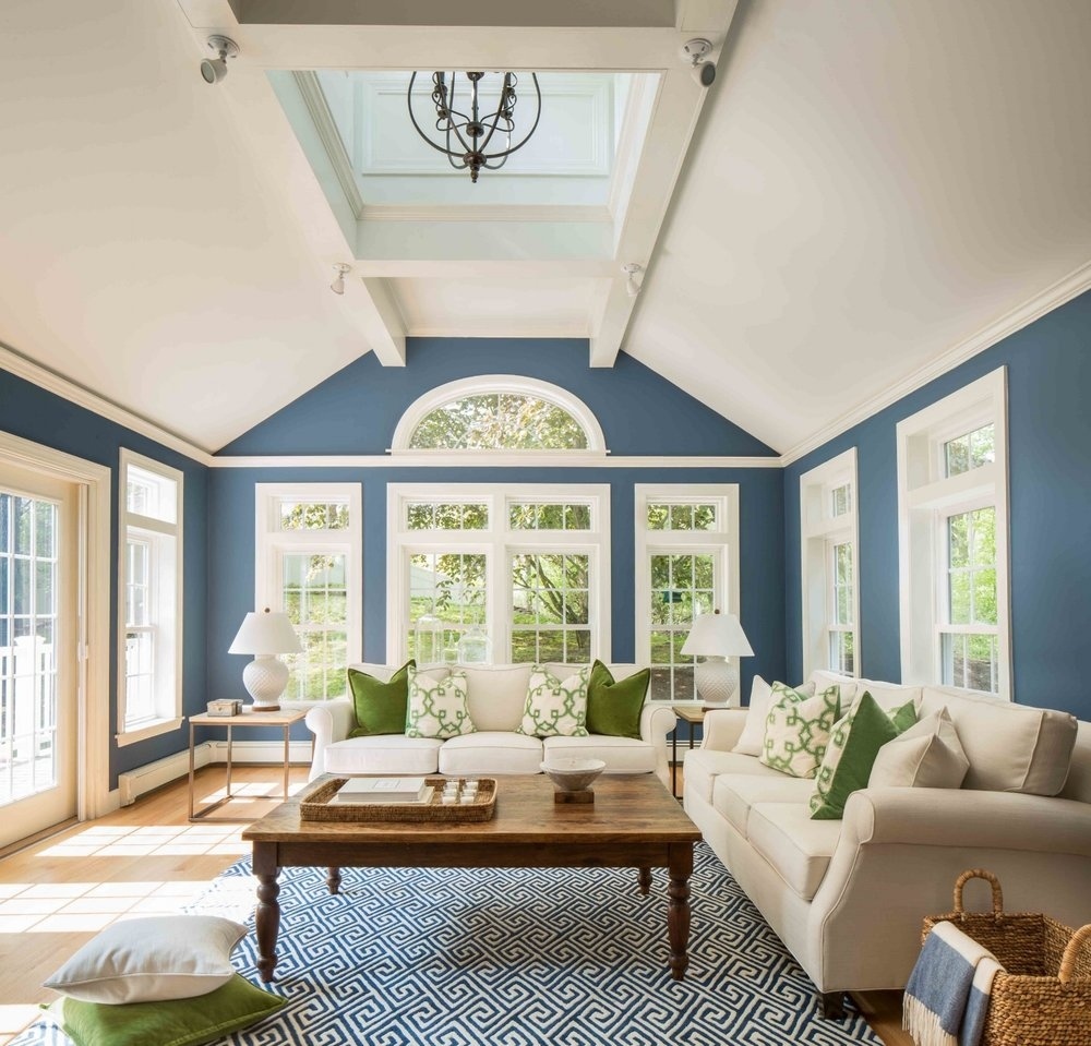 8. Frame Blue Walls With Crisp White Trim