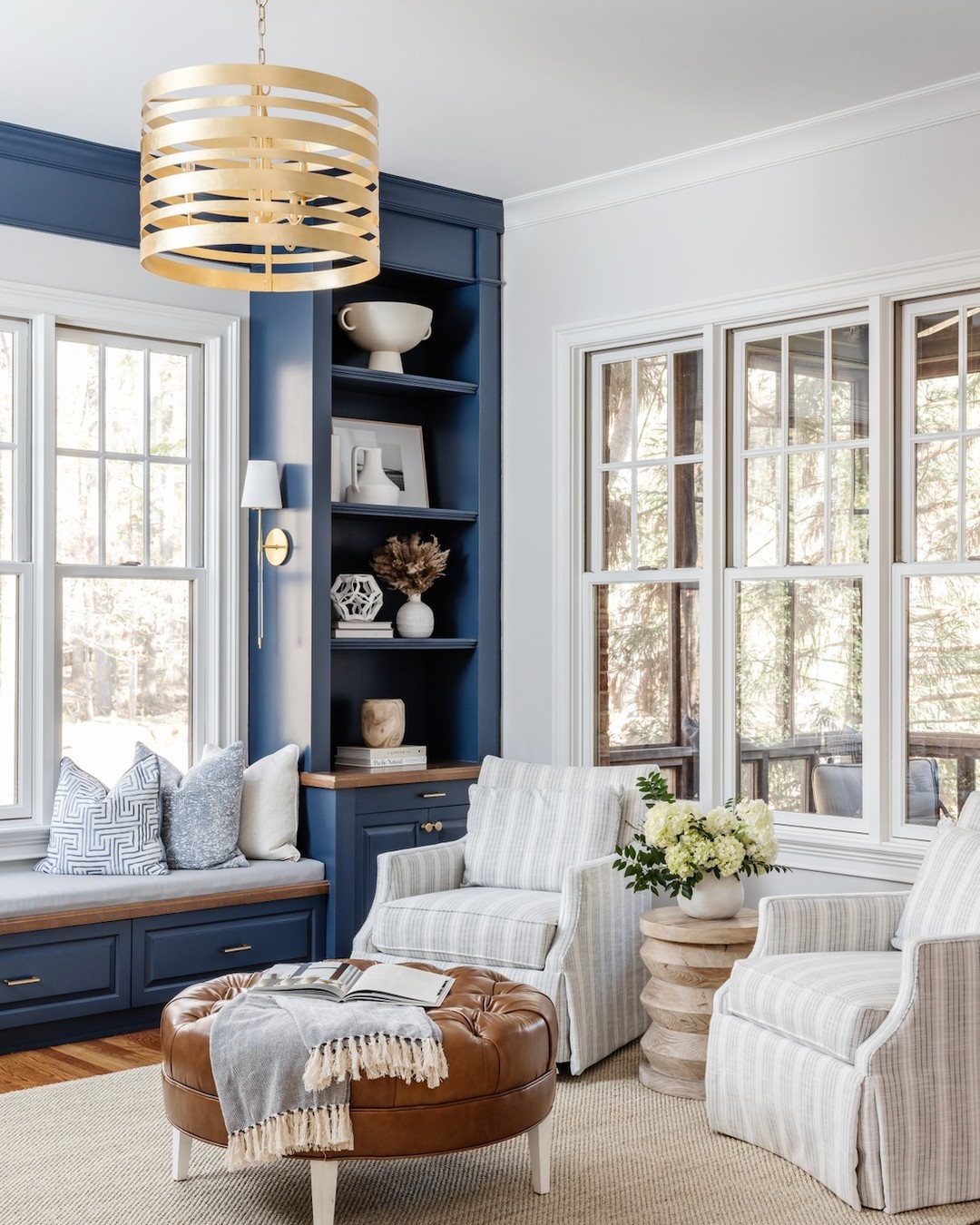 9. Give Pale Objects a Navy Shelf Backdrop