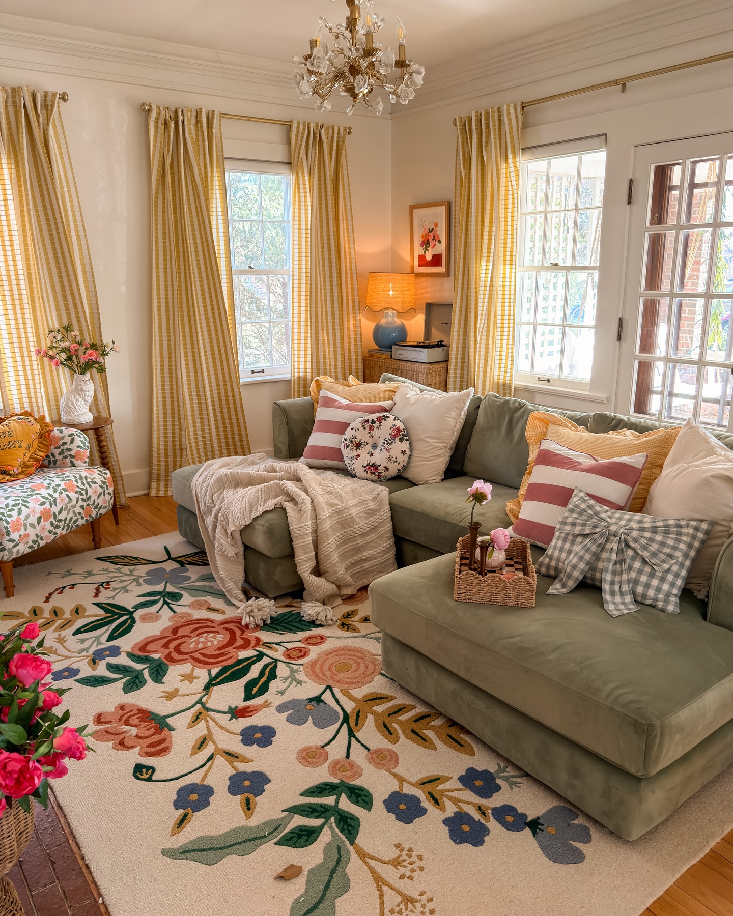 5. Pull a Soft Palette From a Floral Rug