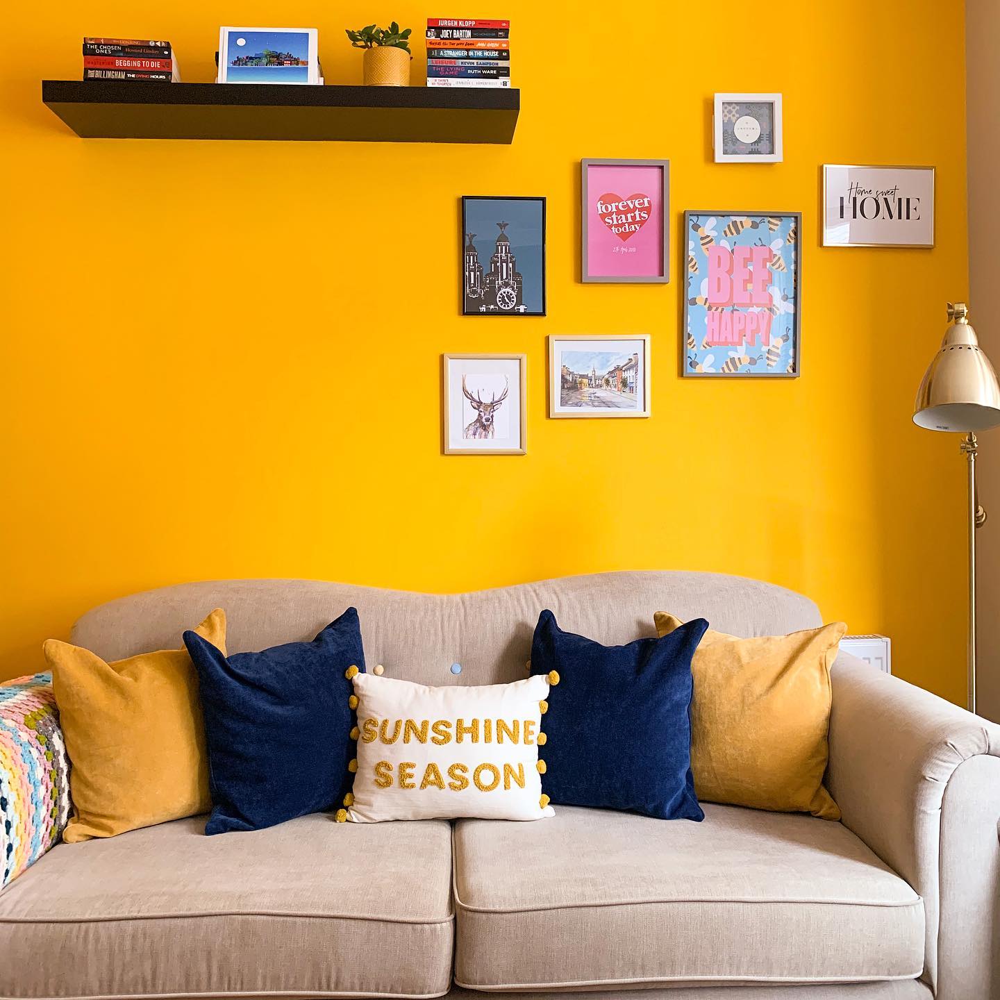 10. Brighten a Neutral Sofa With Yellow