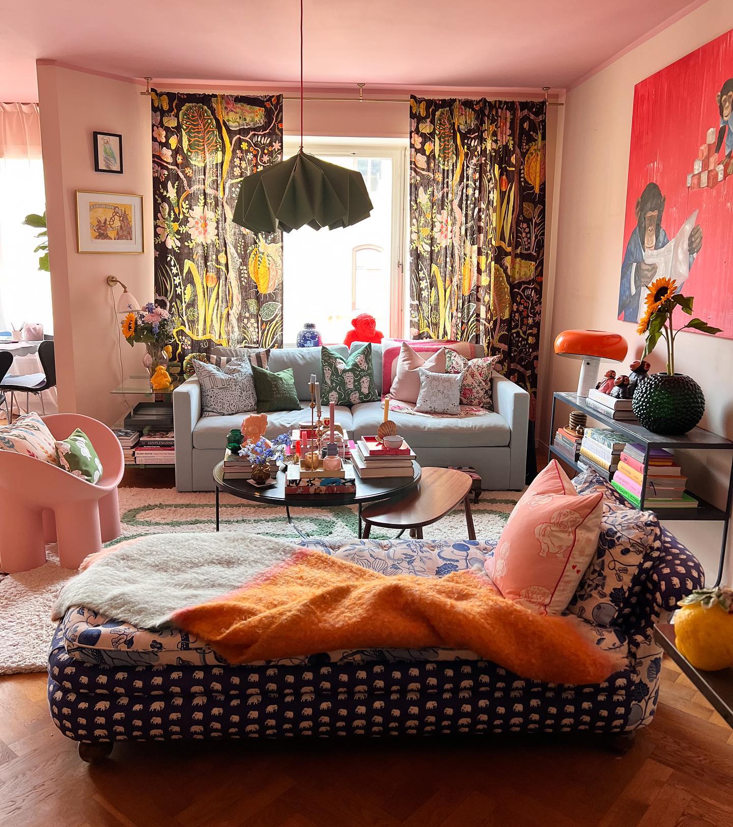 13. Use Patterned Curtains to Connect the Palette