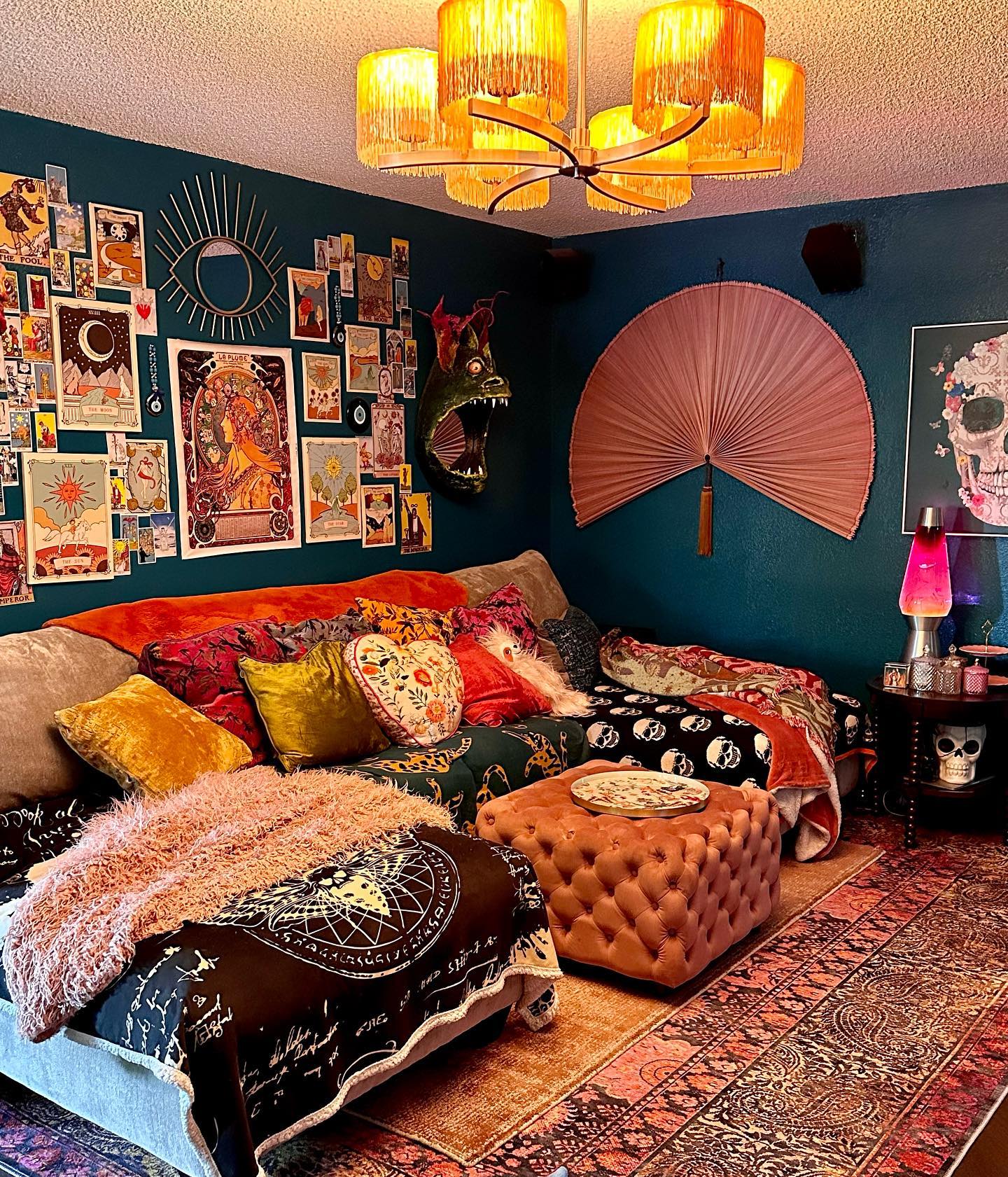 14. Give Dark Walls an Oversized Pink Accent