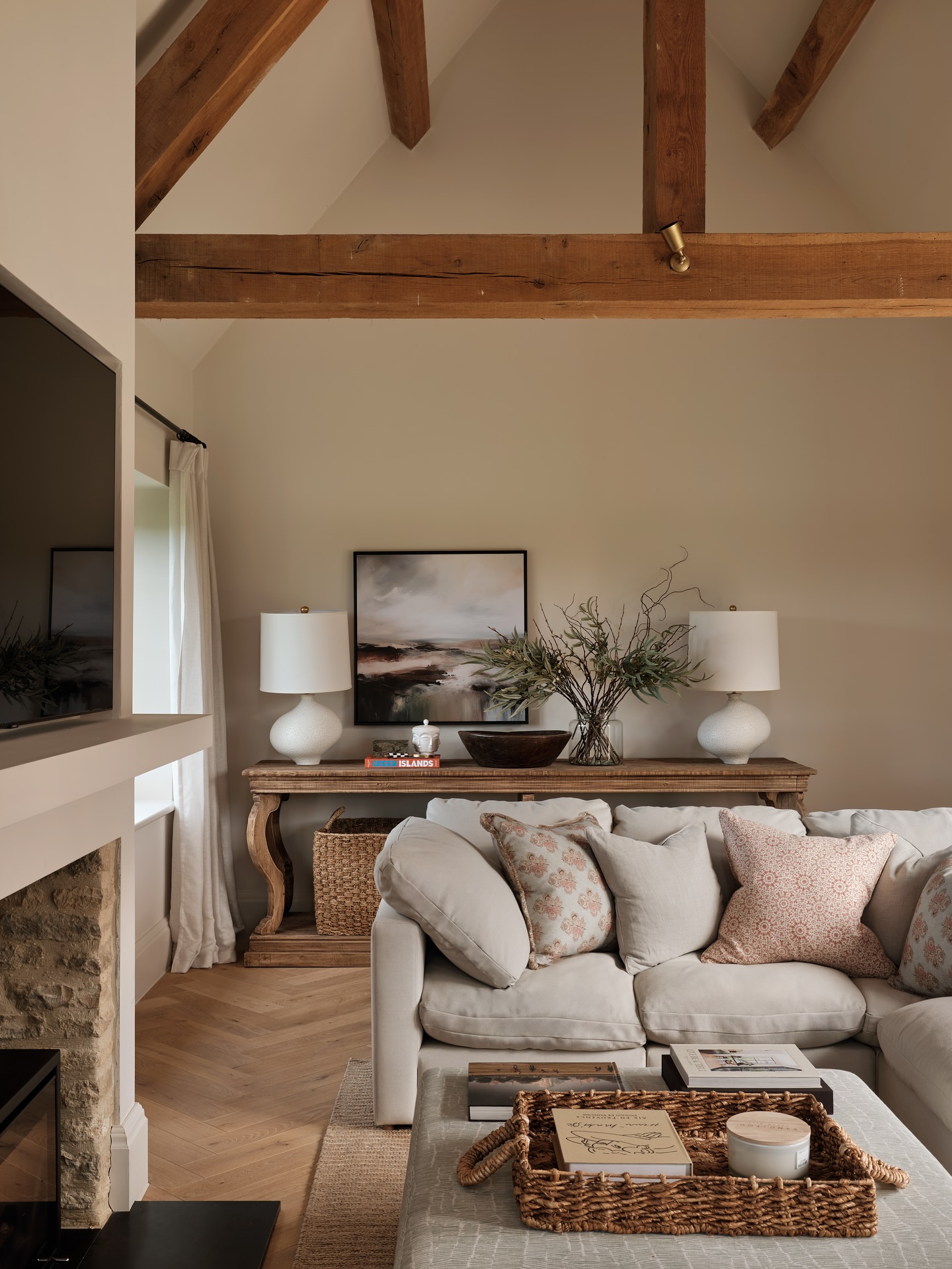 8. A Console Behind the Country Sofa