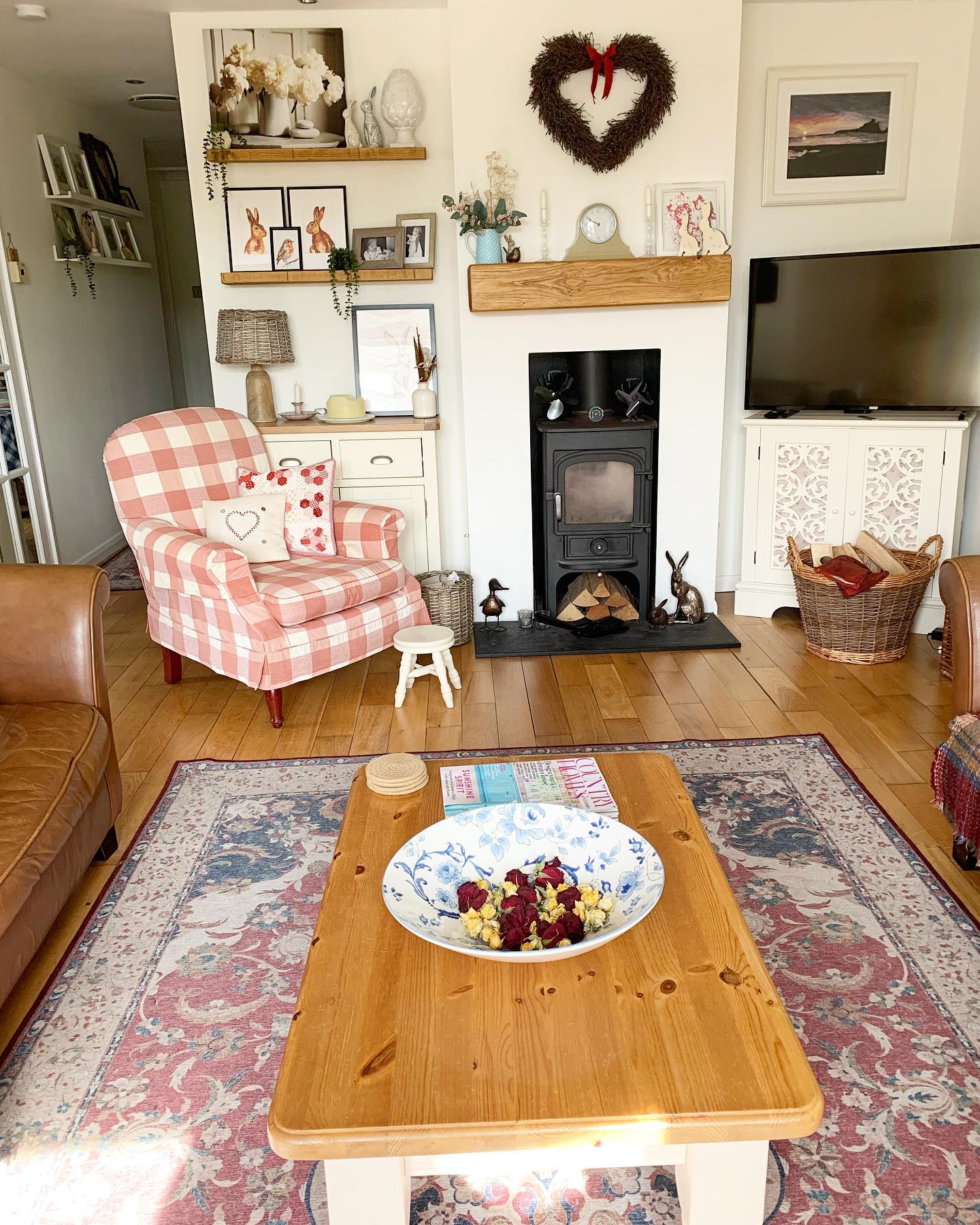 10. A Pink Gingham Chair by the Stove