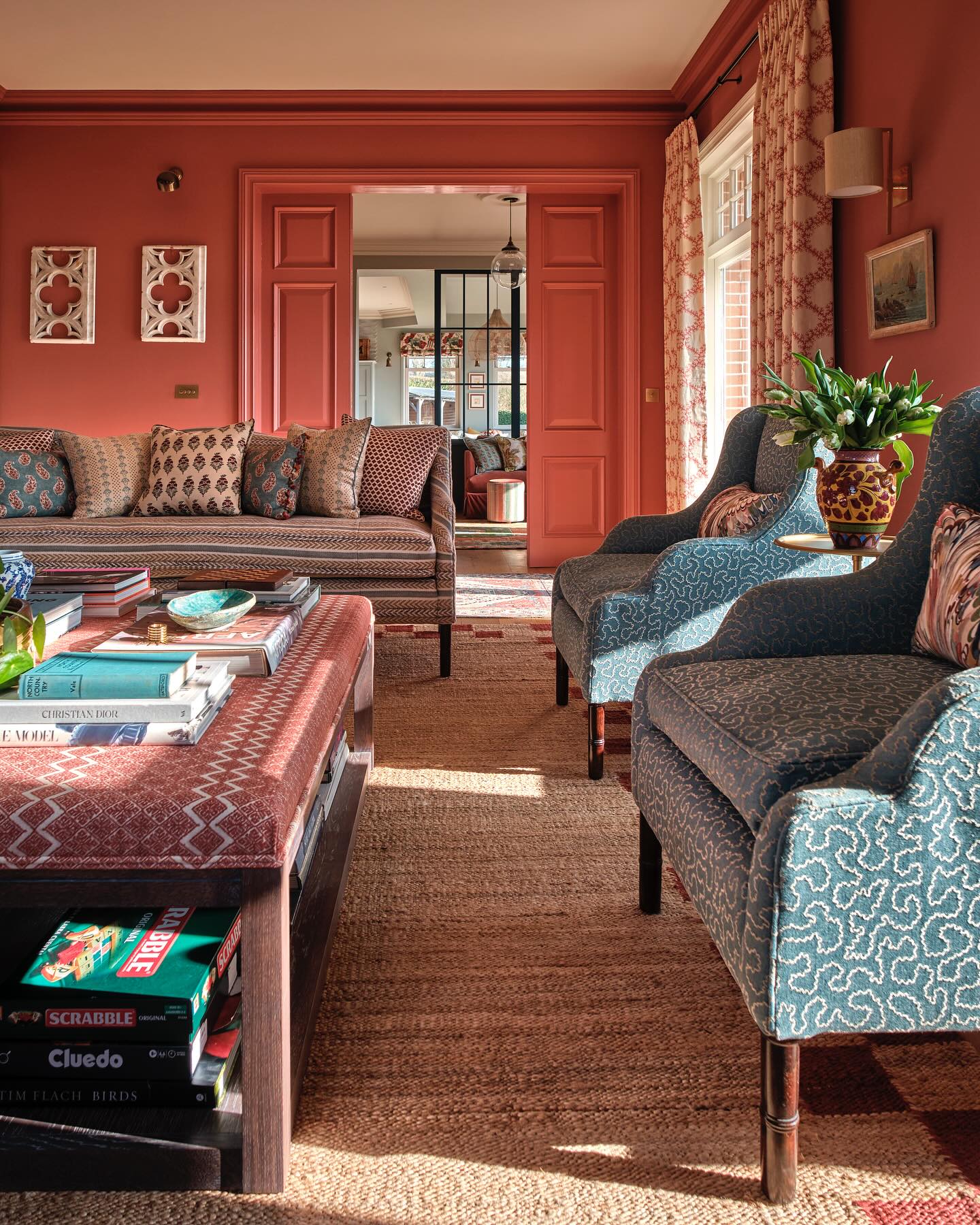11. Red Ochre Walls and Mixed Country Patterns