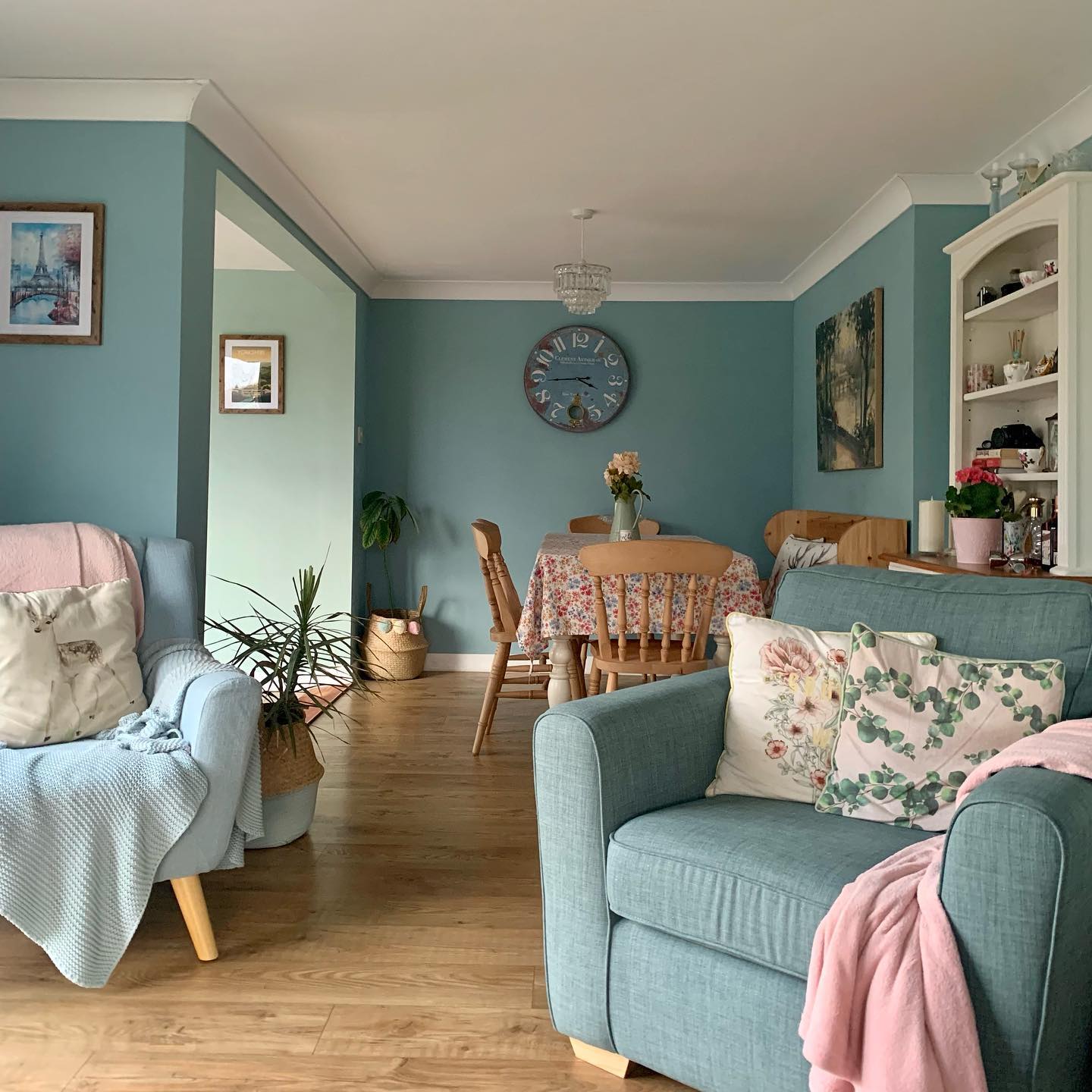17. Duck Egg Blue Across an Open Living Space