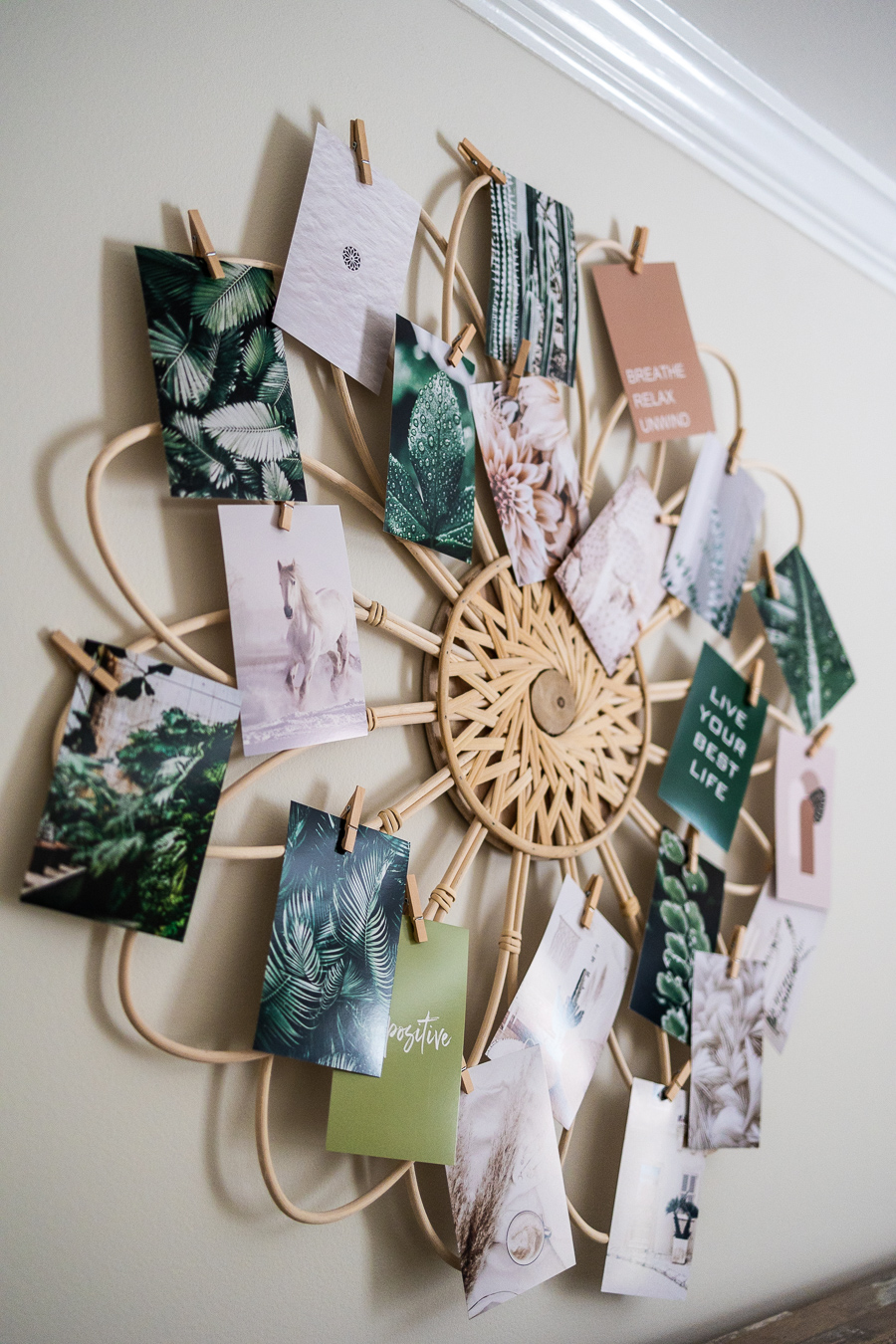 14. Clip Favorite Prints Around a Woven Wall Piece