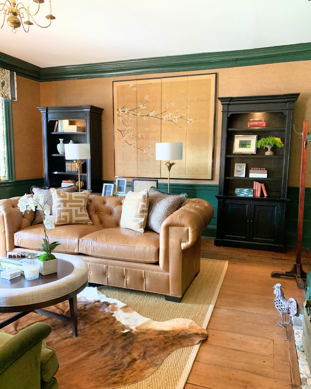 6. Frame a Sofa With Freestanding Book Cabinets