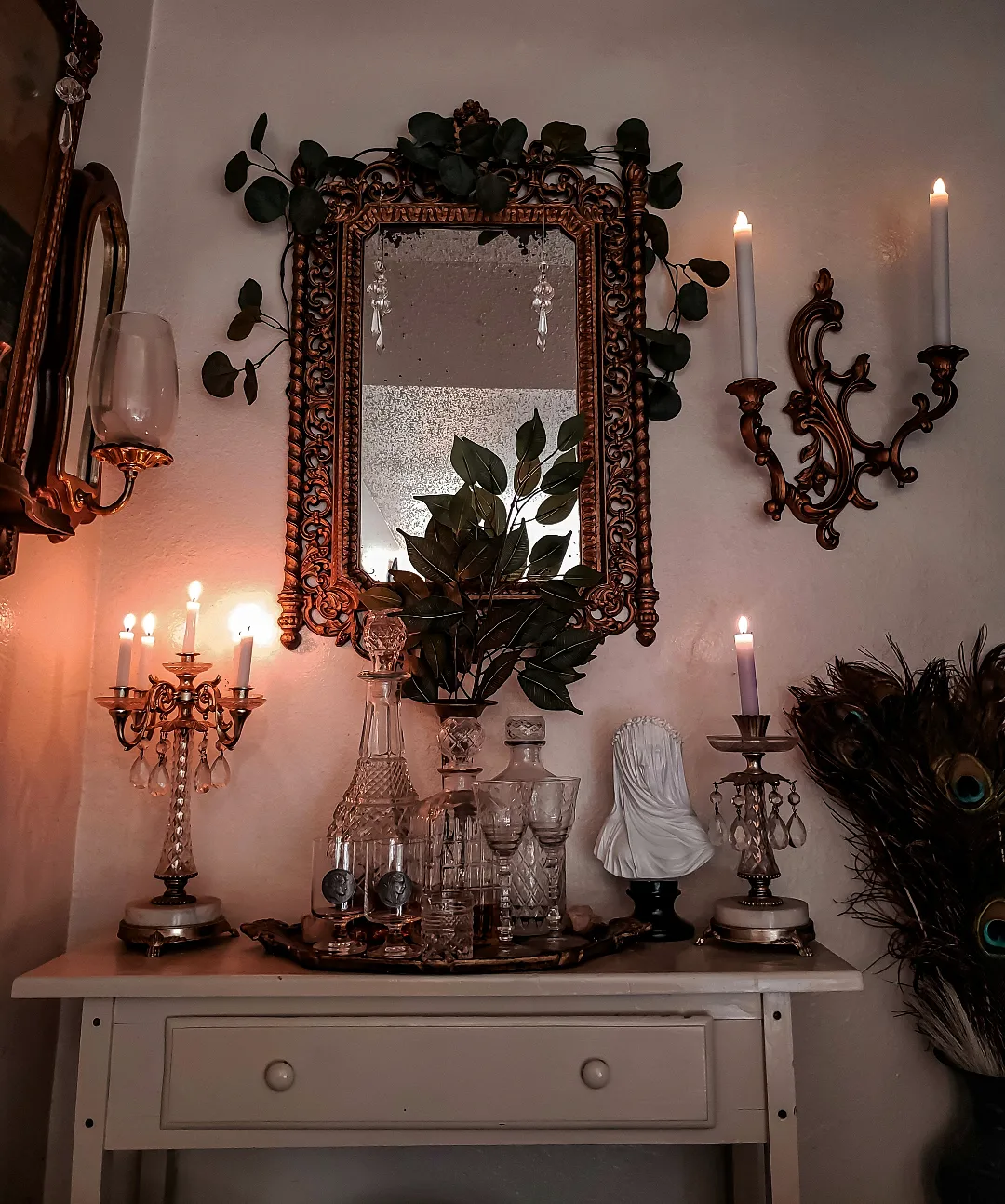 15. Style a Small Console With Vintage Glass