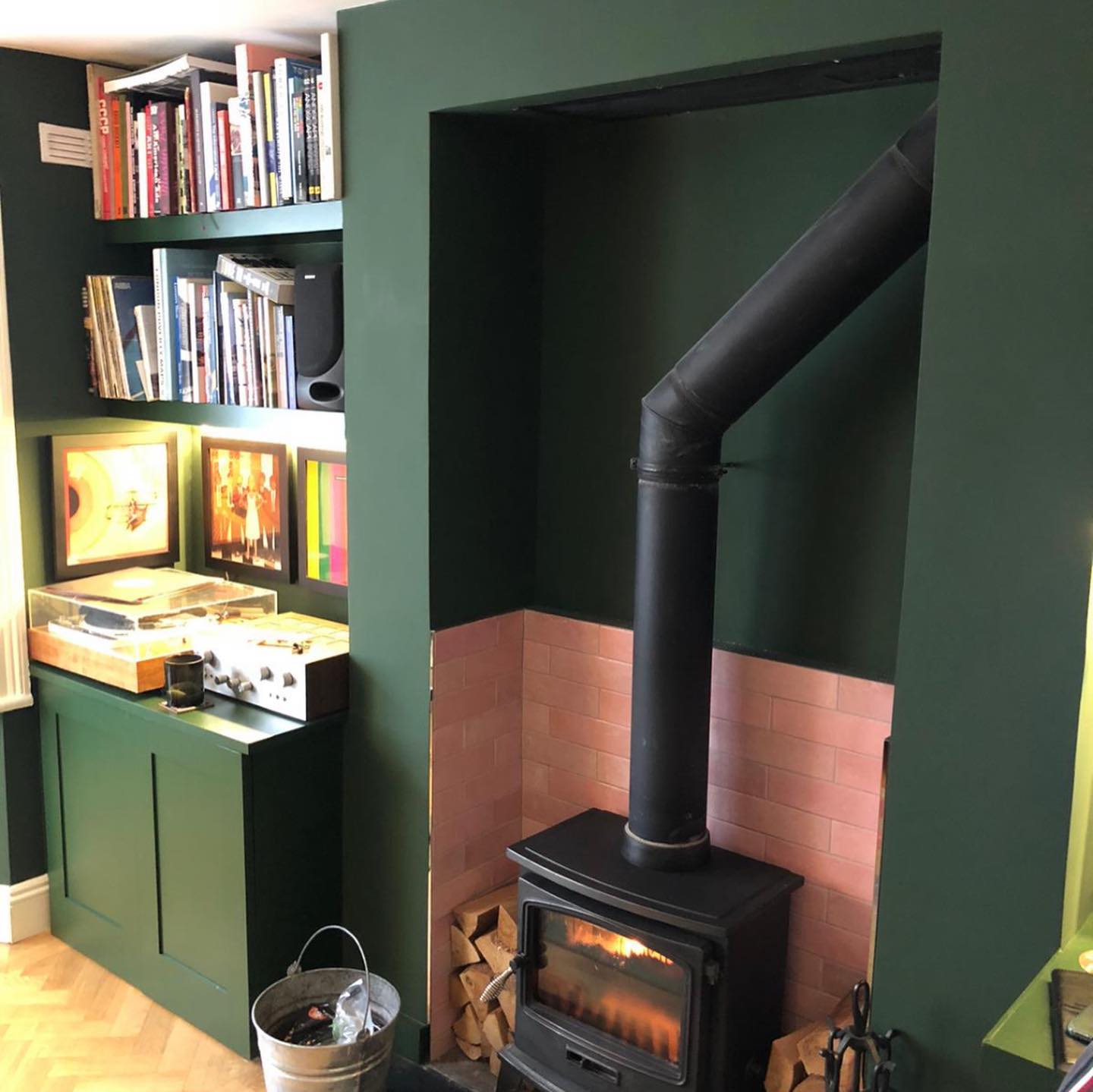 18. Combine Books and Music Beside a Dark Hearth