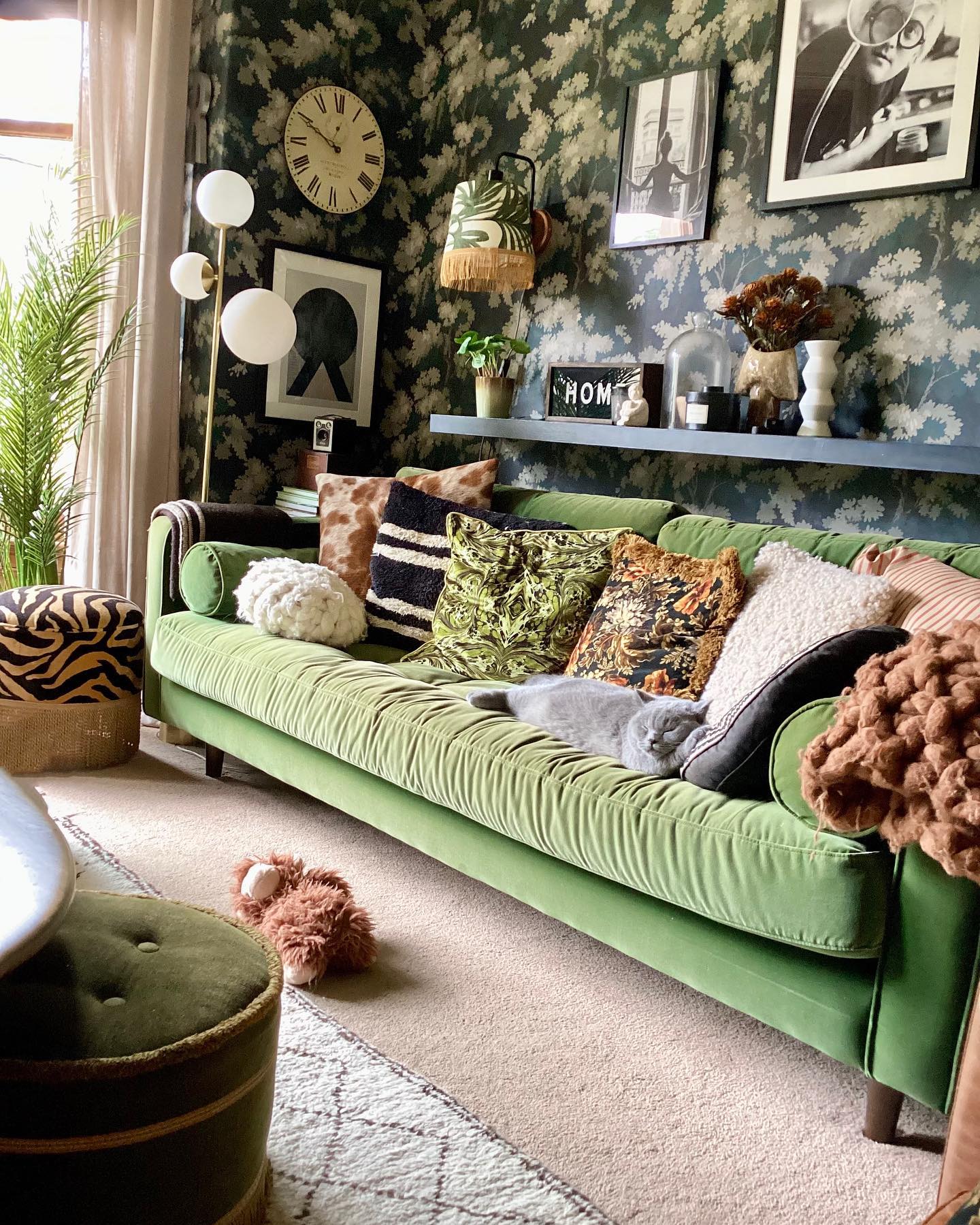 4. Build a Botanical Backdrop Around Green Velvet