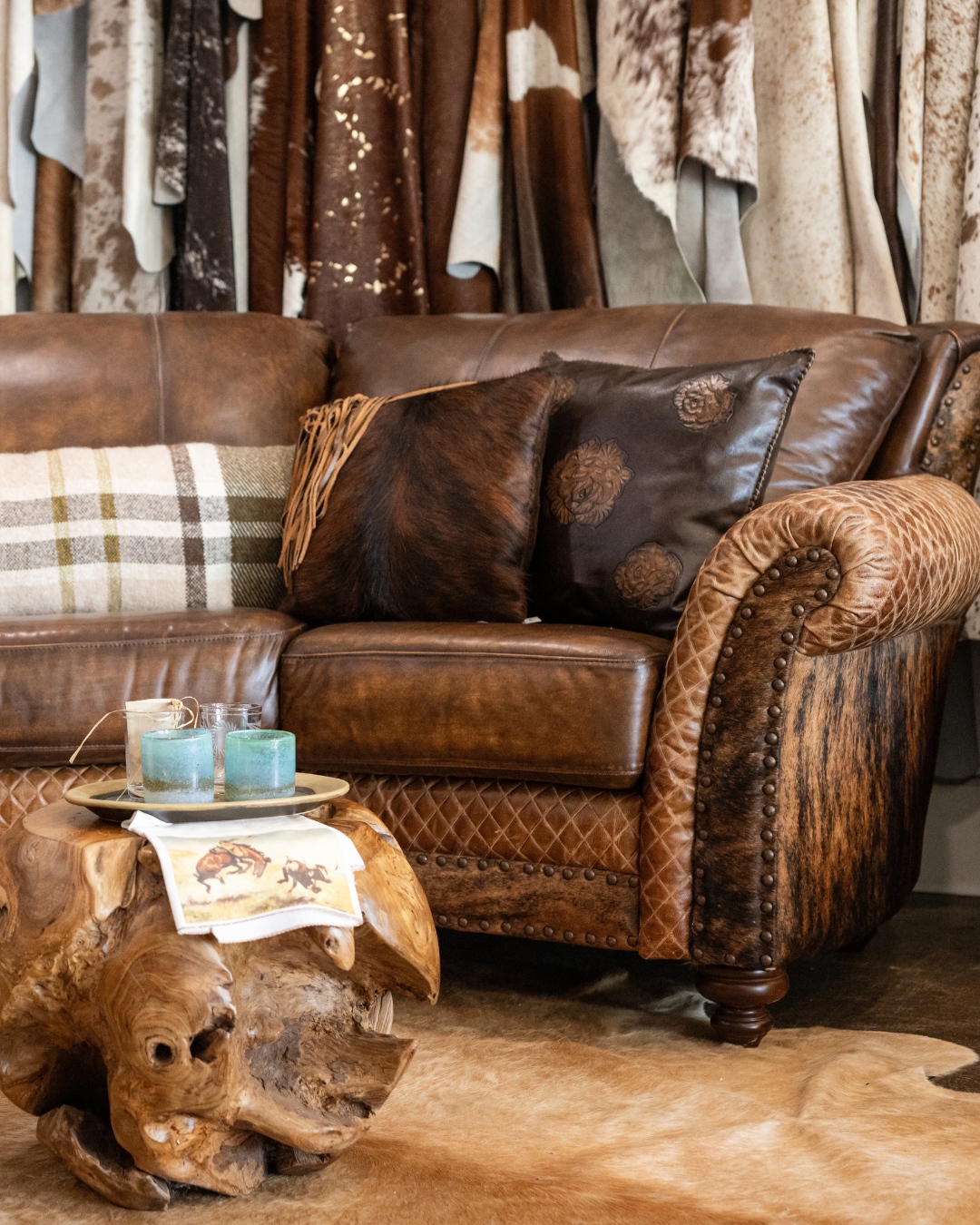 18. Lean Into a Brown Sofa’s Western Character