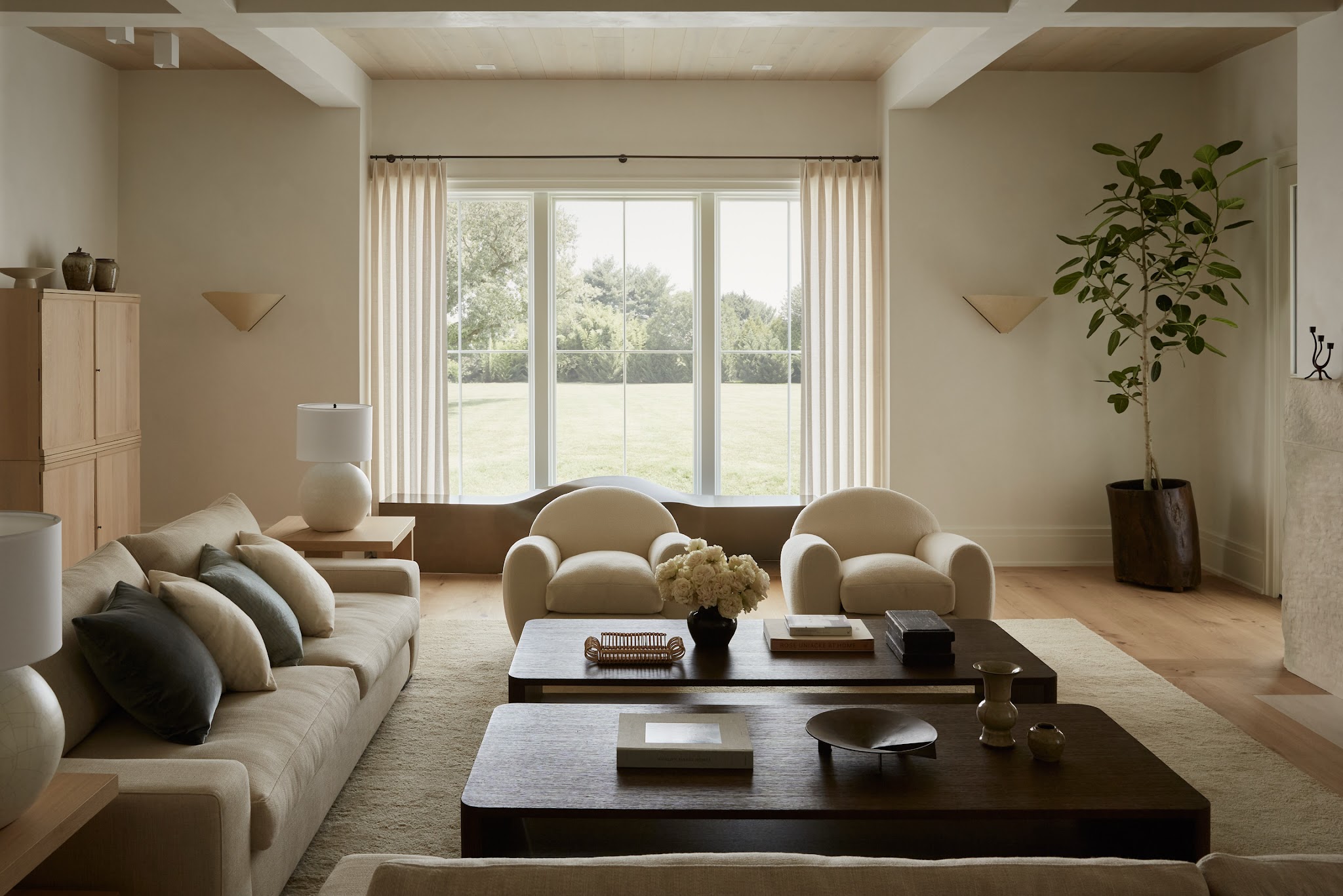 2. Use Dark Wood to Ground a Pale Earthy Palette