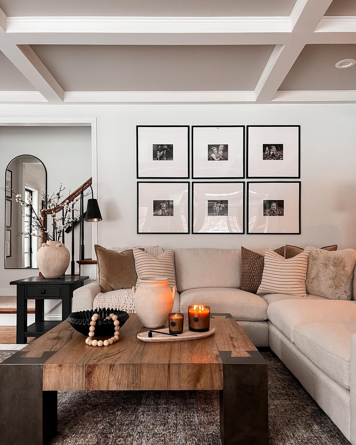 3. Let a Rustic Coffee Table Set the Material Palette
