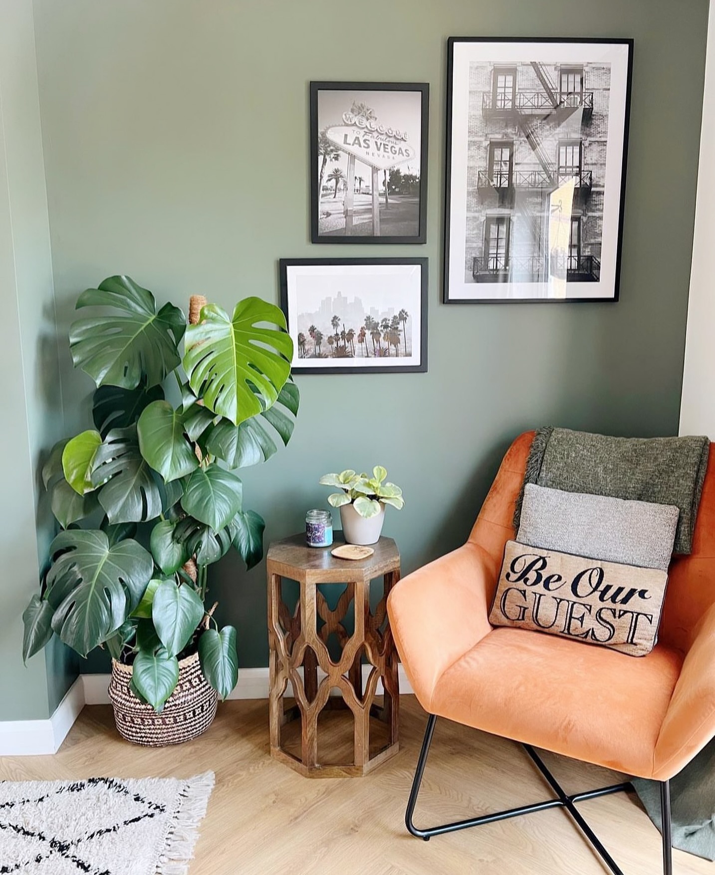 9. Set a Clay Colored Chair Against a Sage Wall