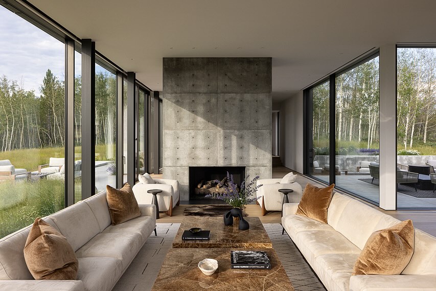 15. Anchor Pale Sofas With Brown Veined Stone